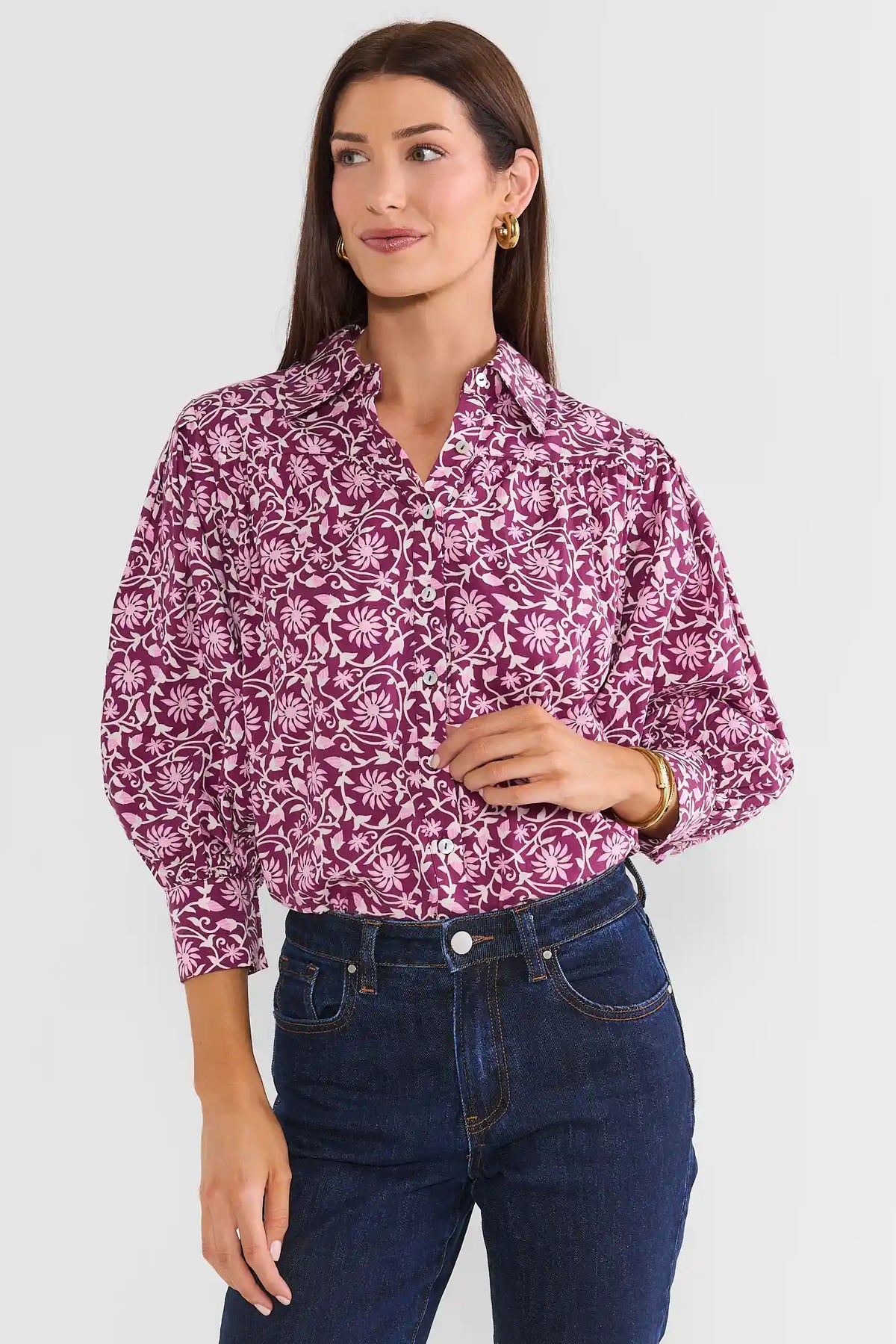 Trudy Burgundy Floral Top