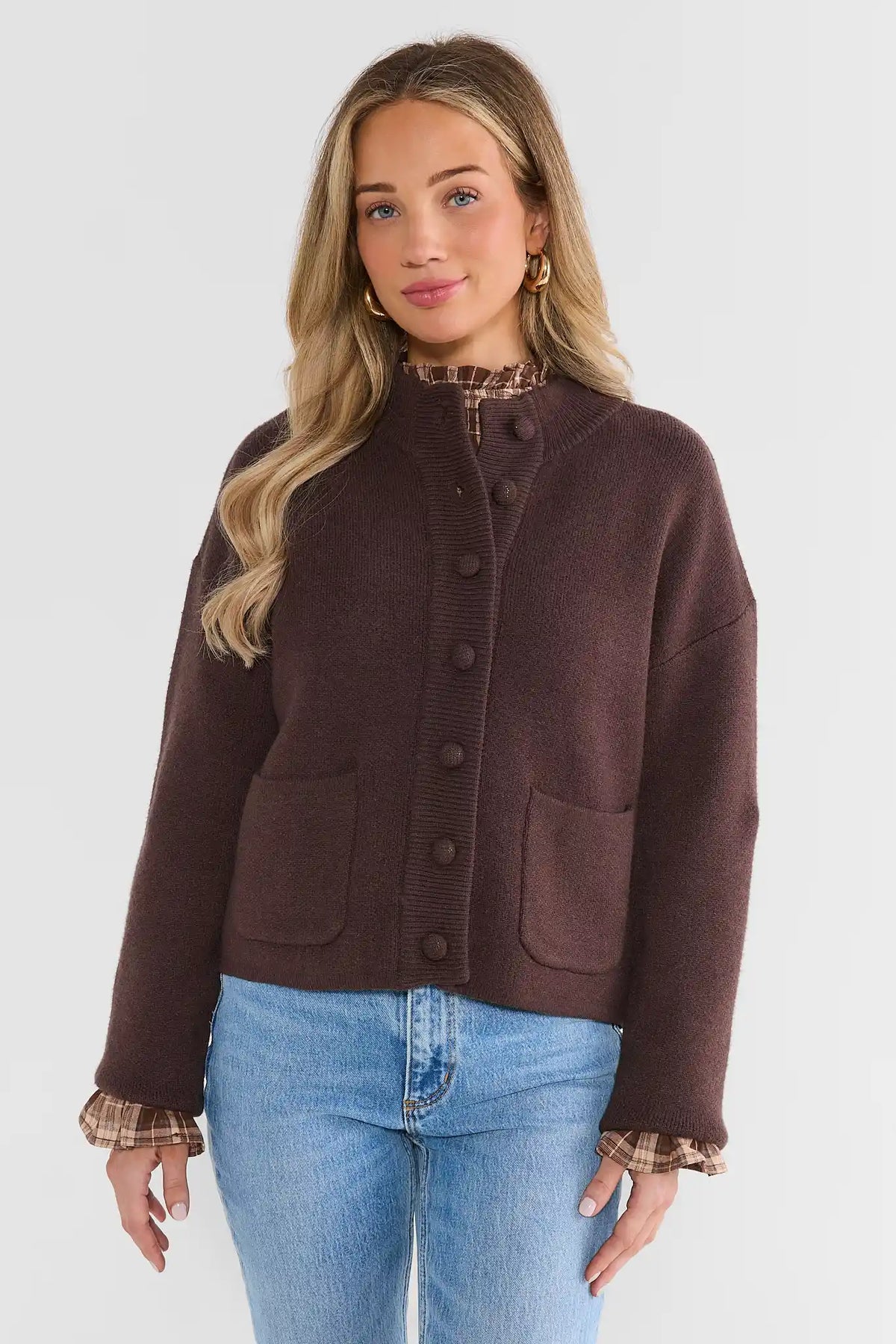 Brown Button Front Cardigan