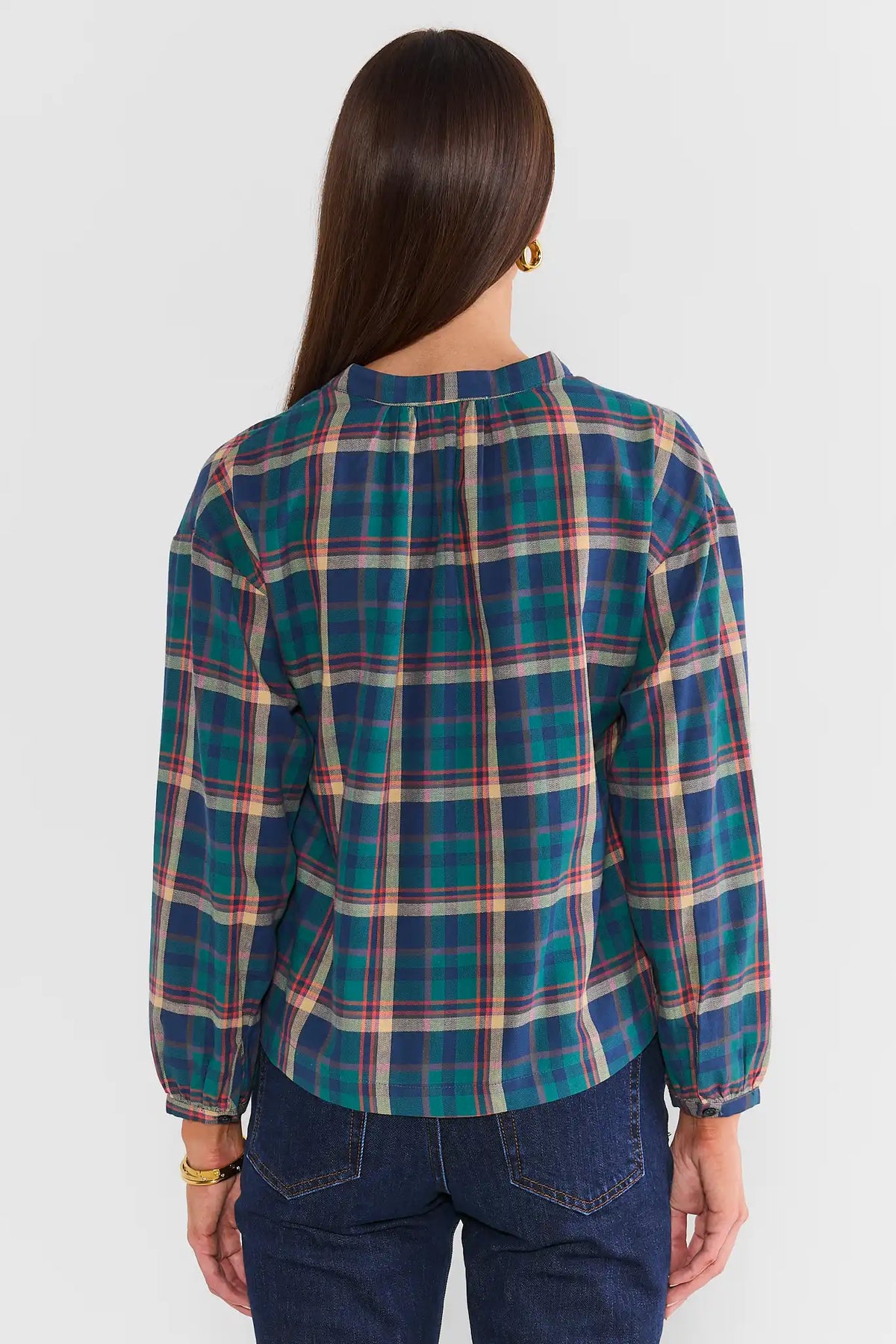 Green Plaid Button Up Top