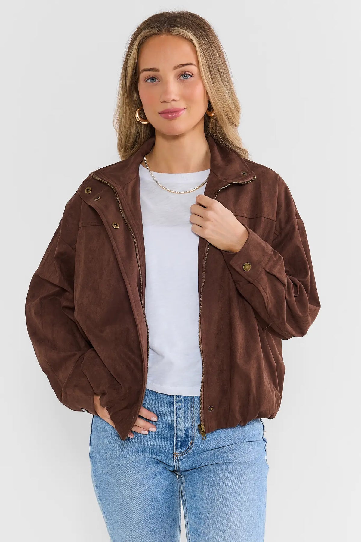 Brown Faux Suede Jacket