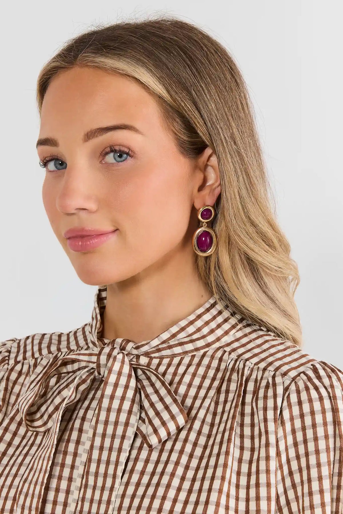 Maroon Enamel Drop Earrings