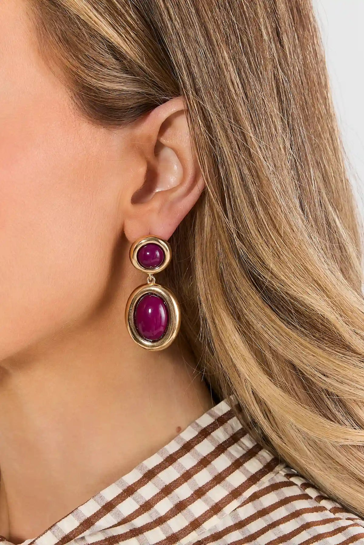 Maroon Enamel Drop Earrings