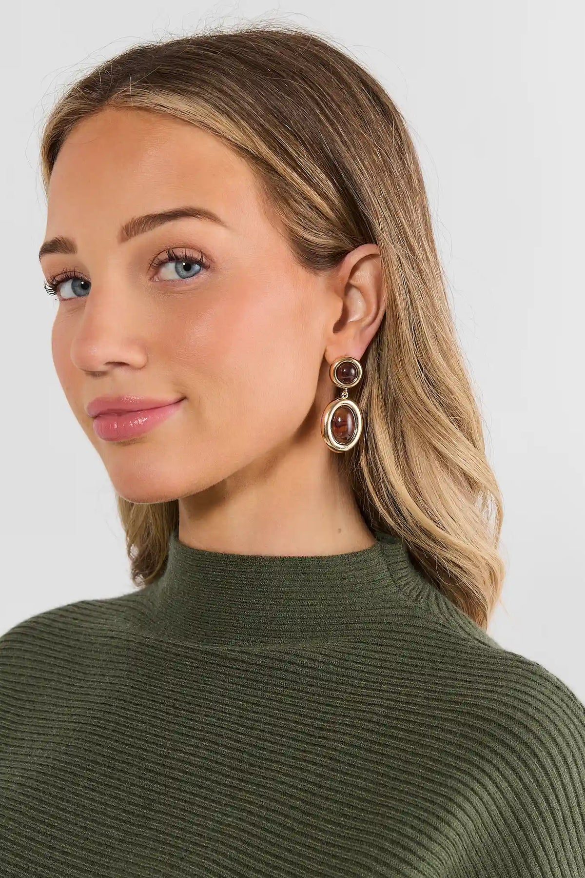 Brown Tortoise Enamel Drop Earrings