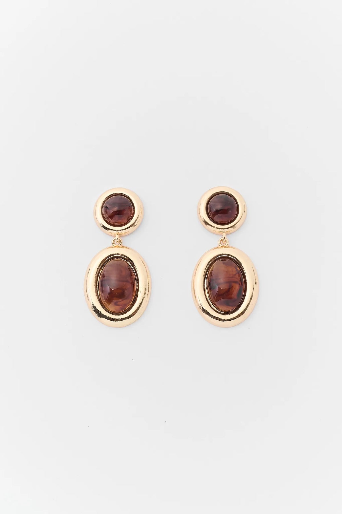 Brown Tortoise Enamel Drop Earrings