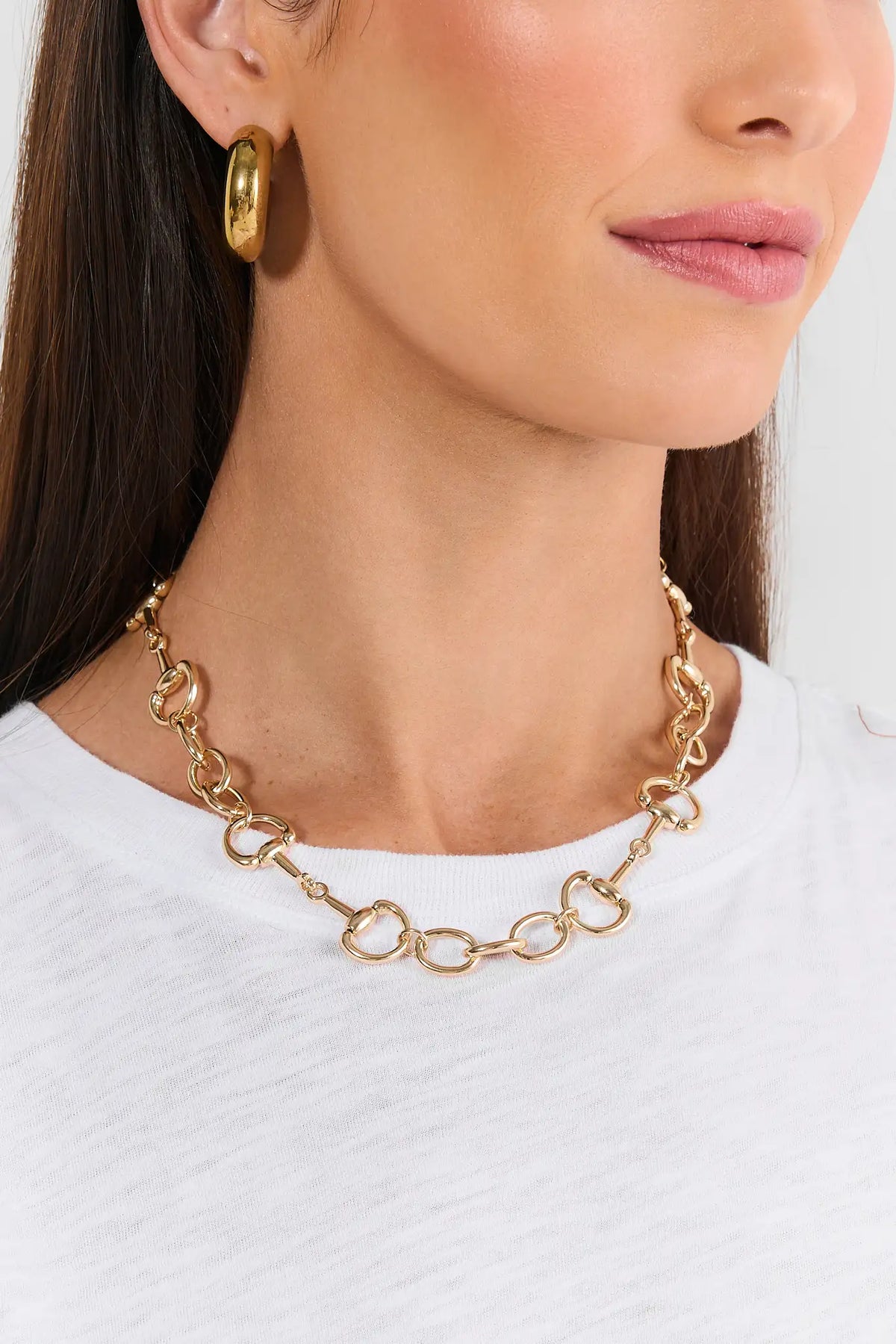 Gold Horsebit Chain Link Necklace
