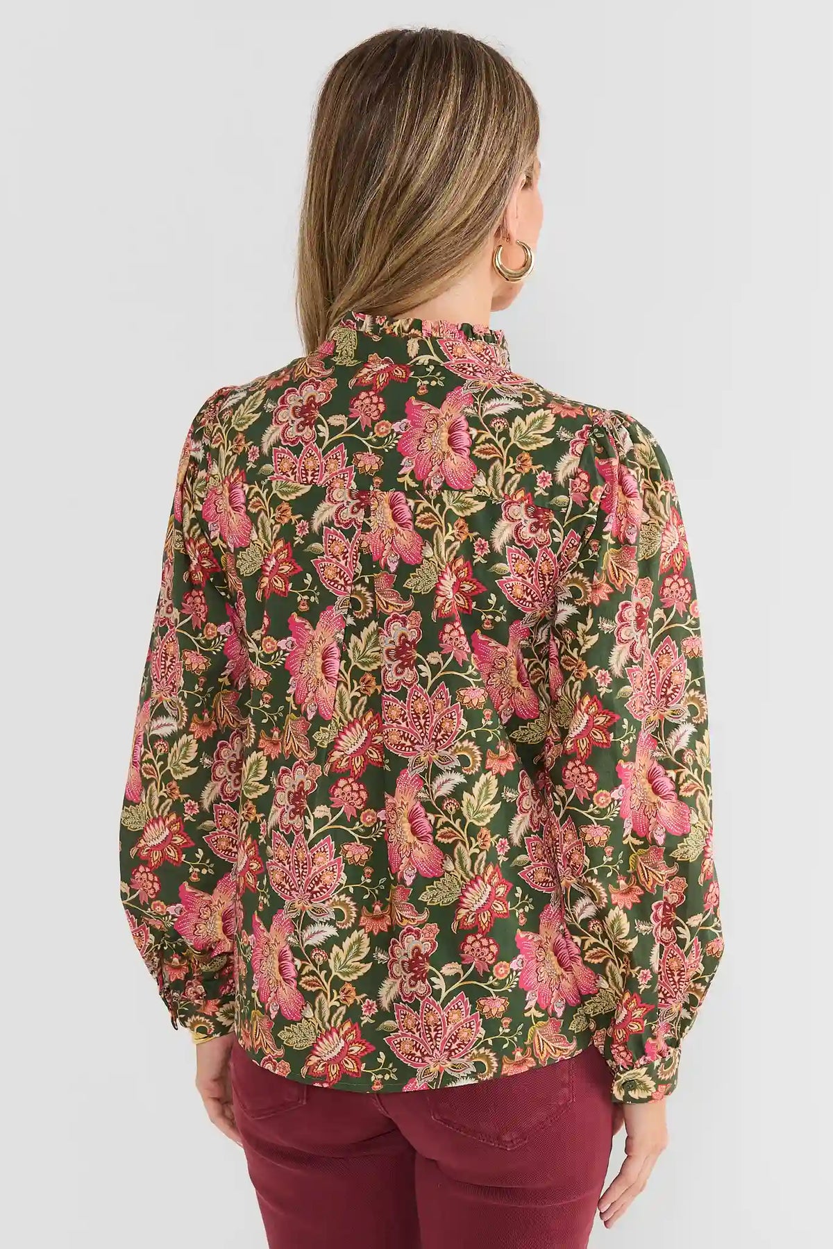 Becky Olive Floral Printed Top