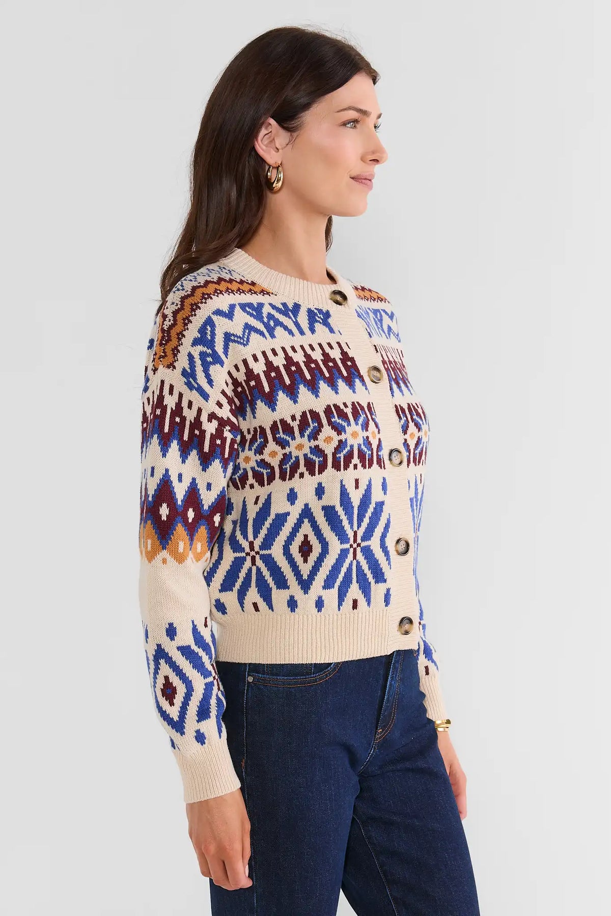 Katie Cream Multi Fair Isle Cardigan
