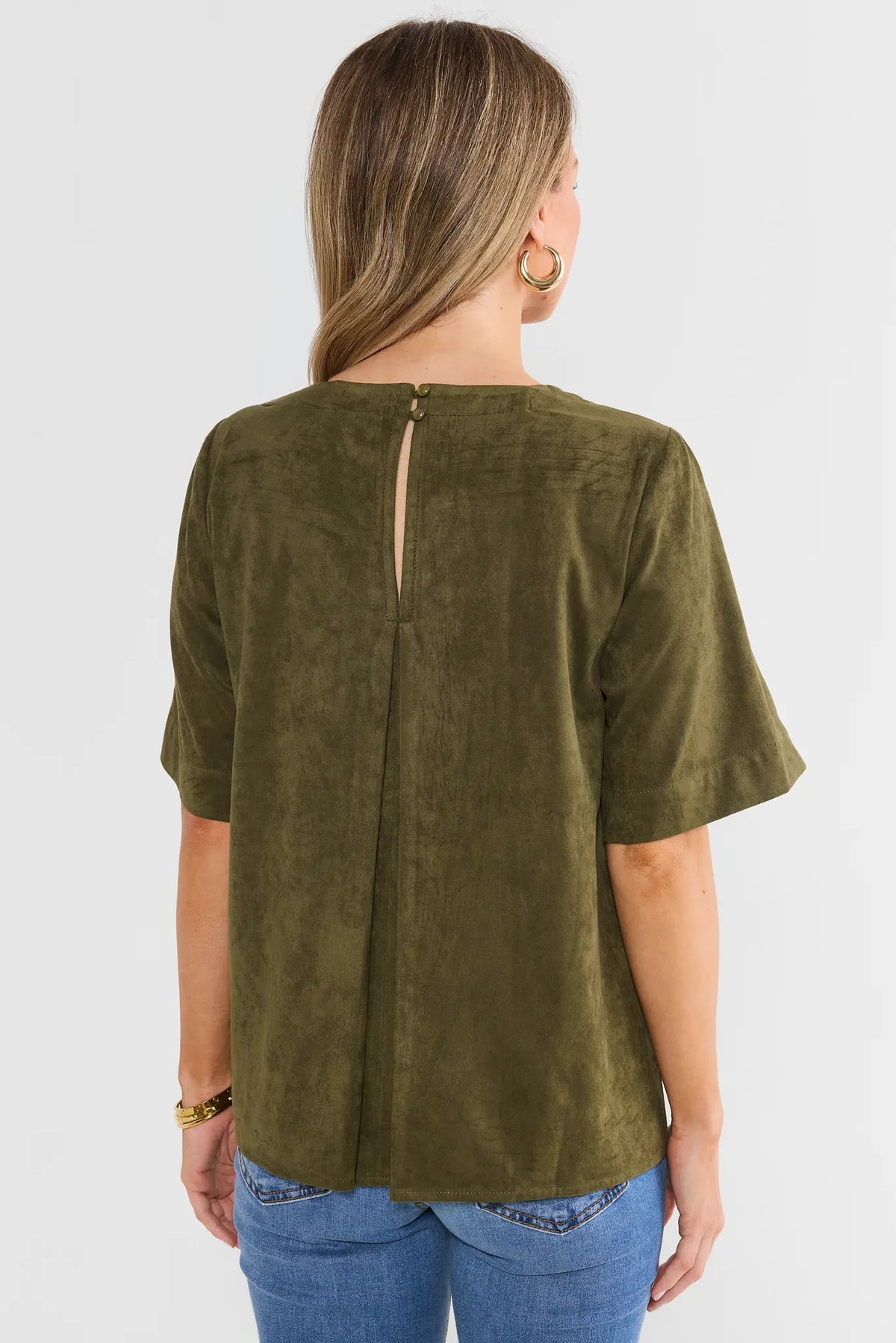 Olive Green Faux Suede Top