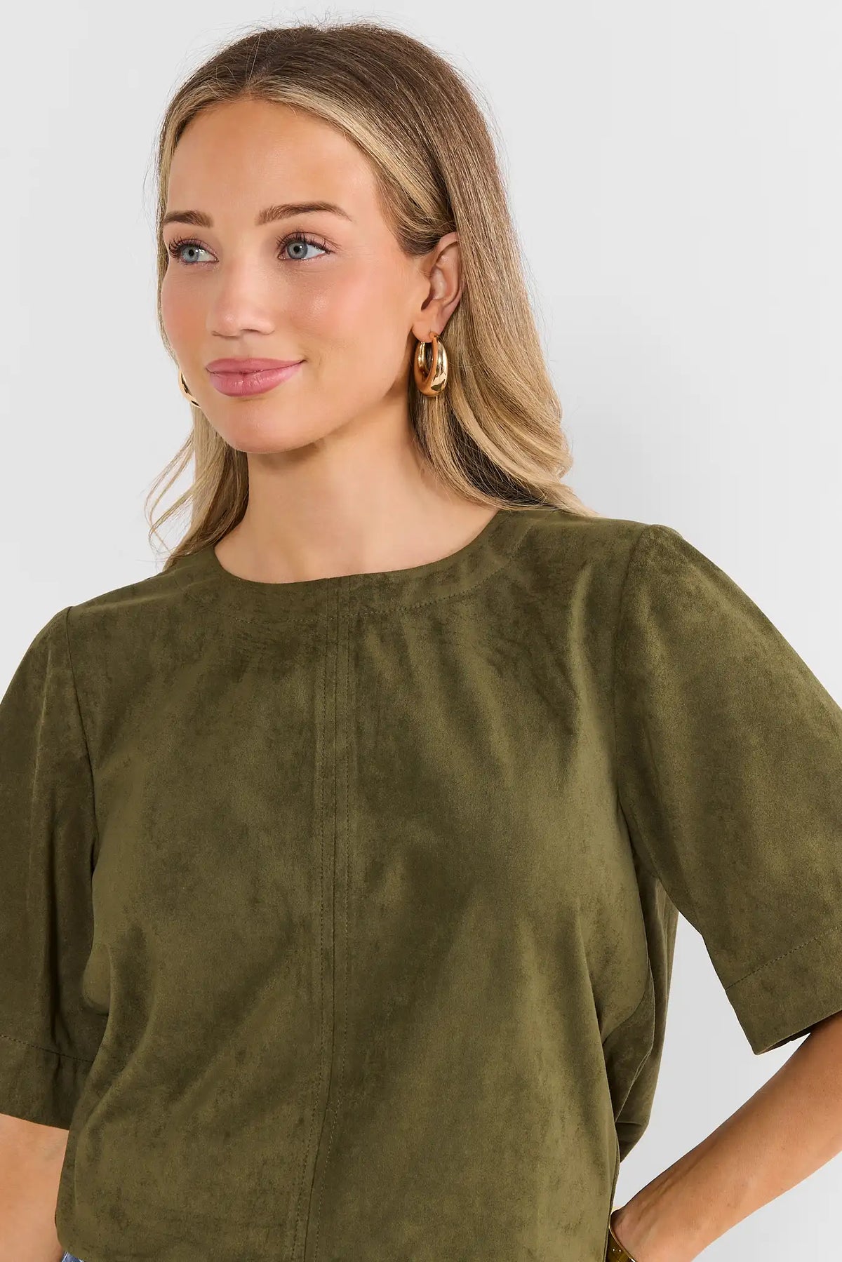 Olive Green Faux Suede Top