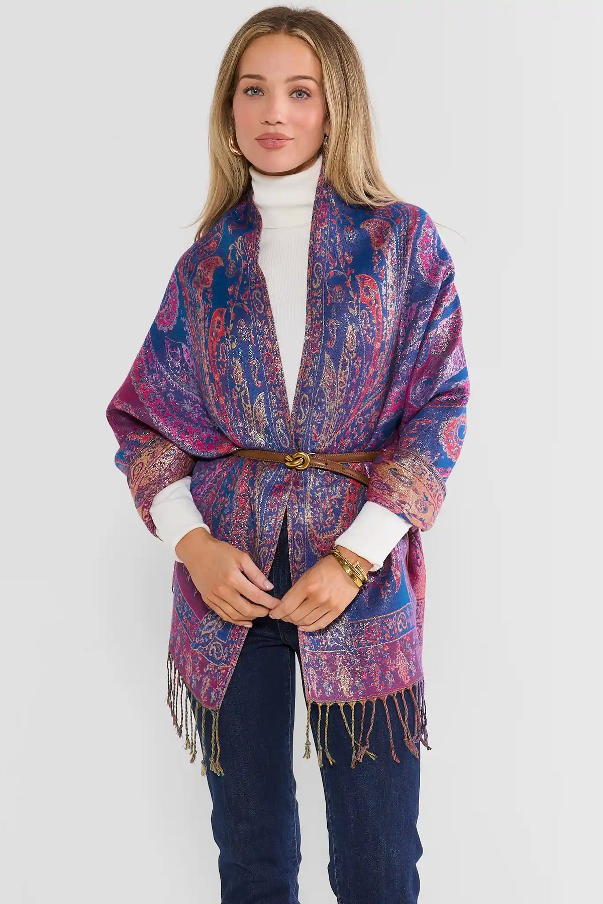 Navy Multi Paisley Printed Wrap
