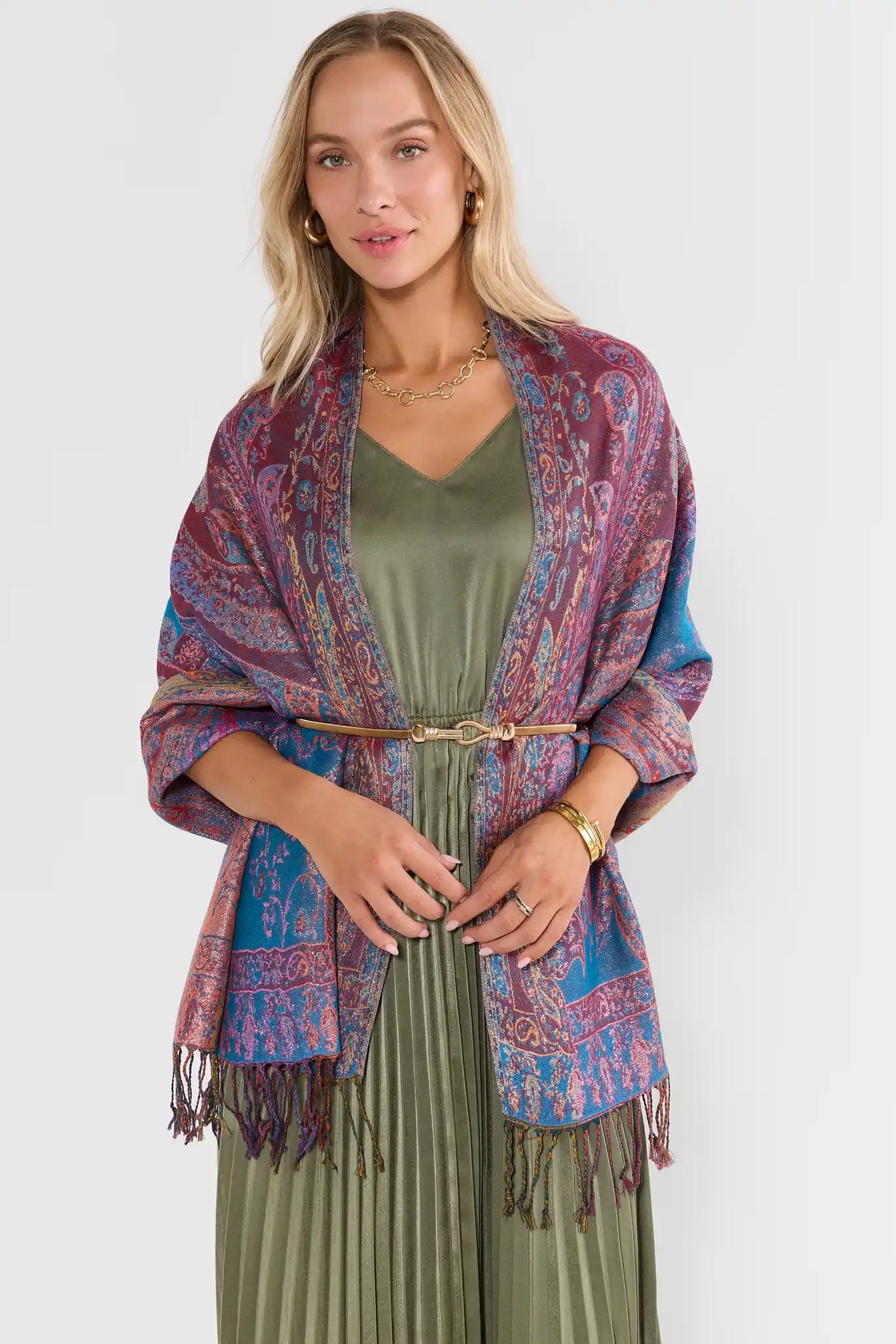 Maroon Multi Paisley Printed Wrap