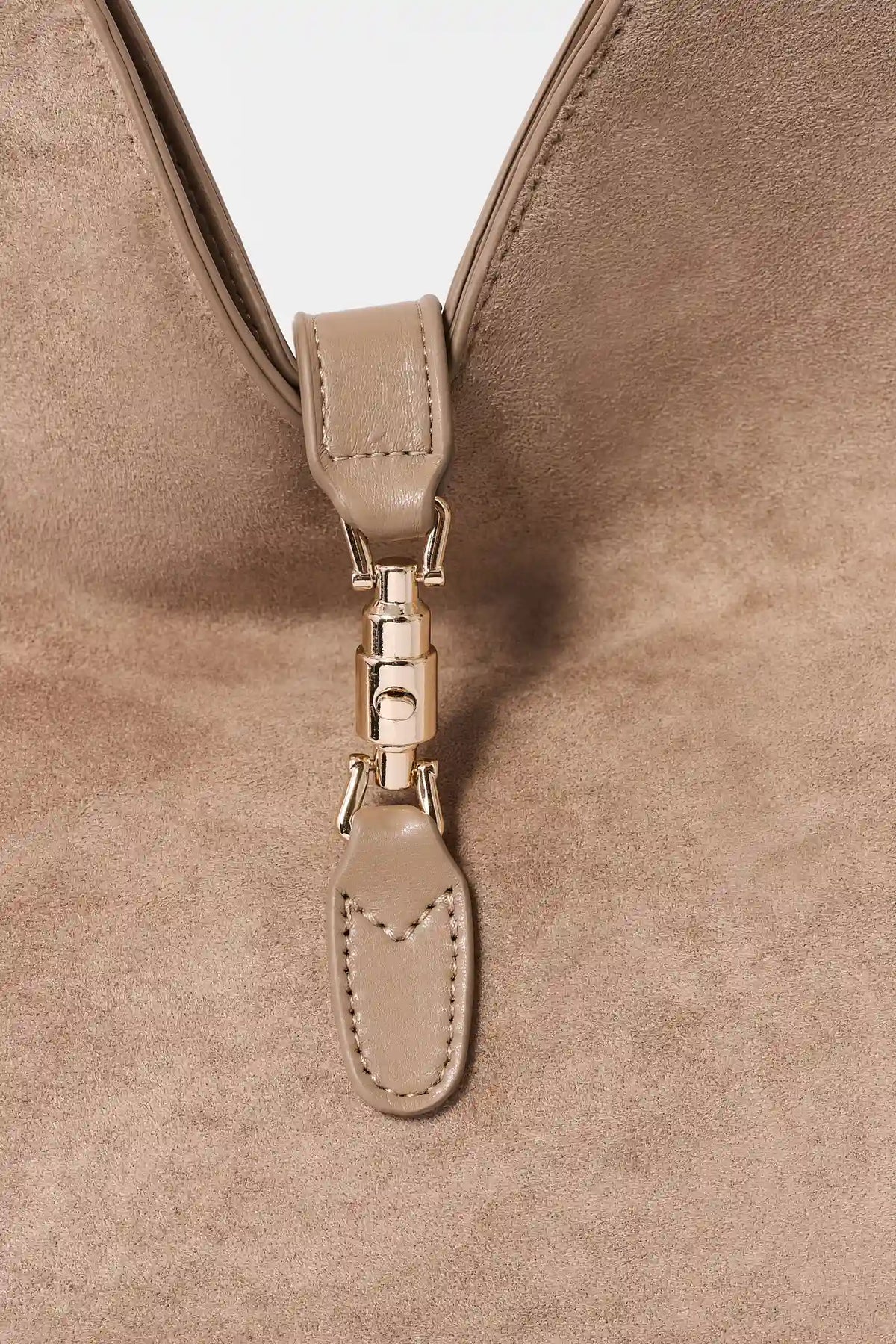 Taupe Faux Suede Shoulder Bag
