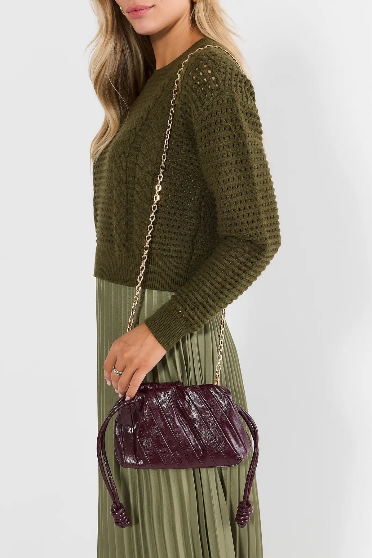 Burgundy Faux Leather Clutch Bag