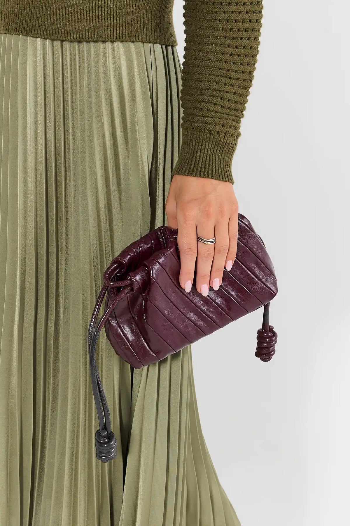 Burgundy Faux Leather Clutch Bag