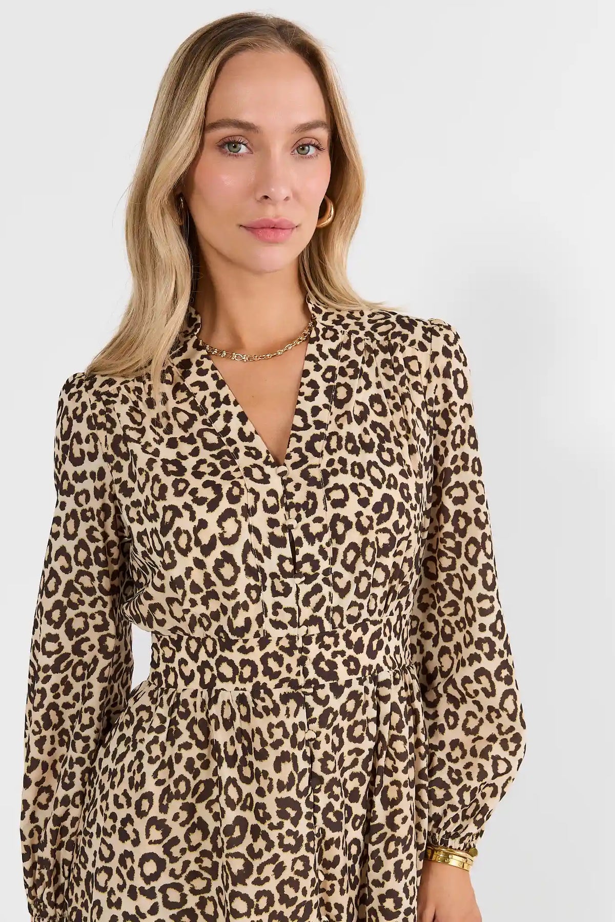 Tan Leopard Print Midi Dress