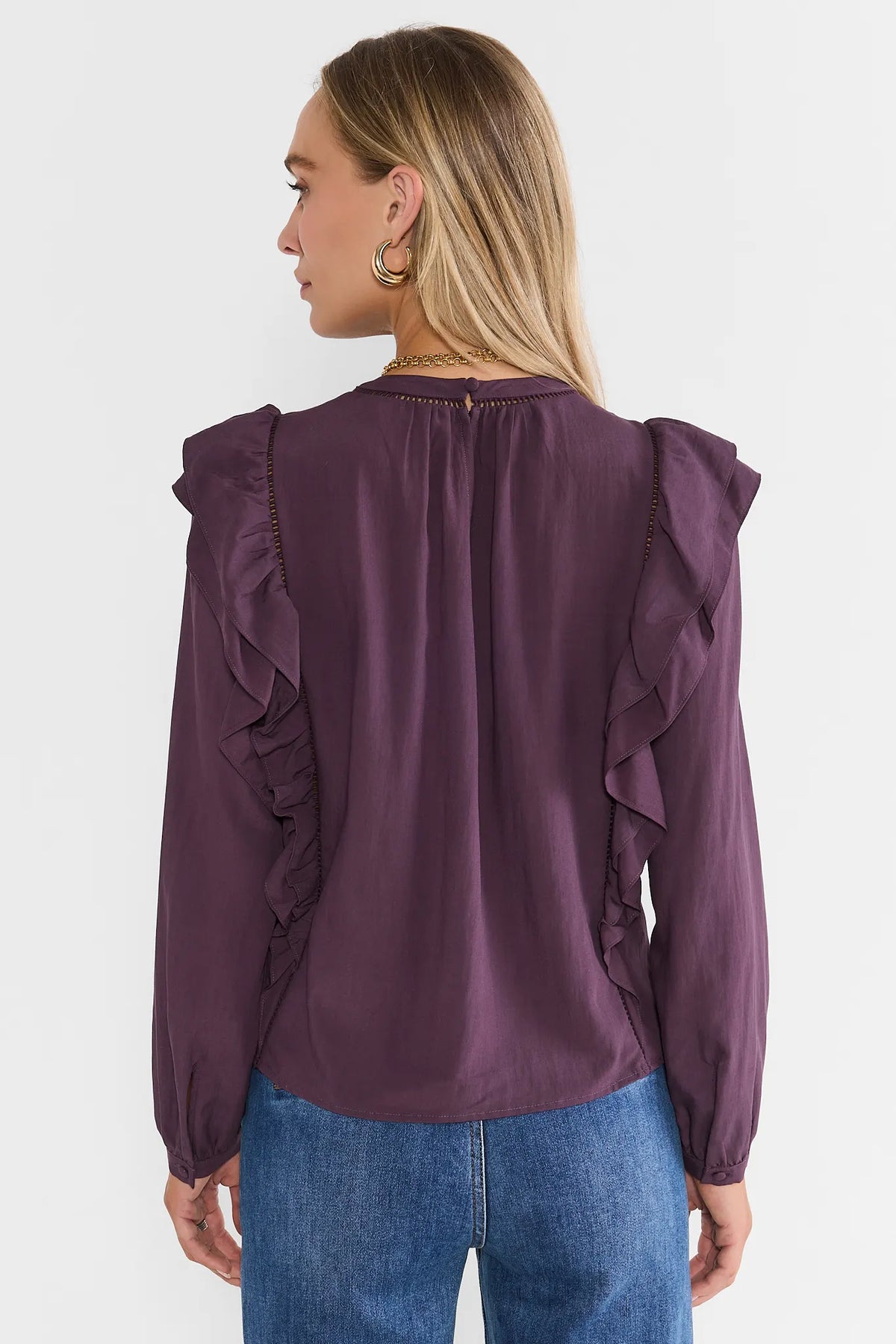 Purple Ruffle Detail Top