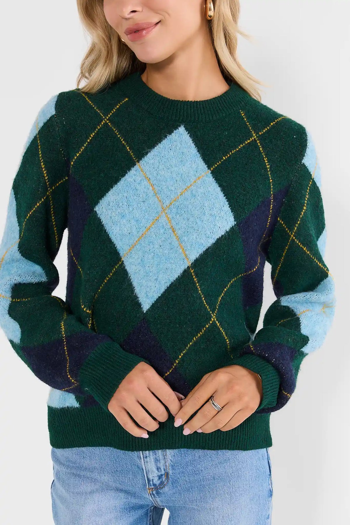 Green Argyle Knit Sweater