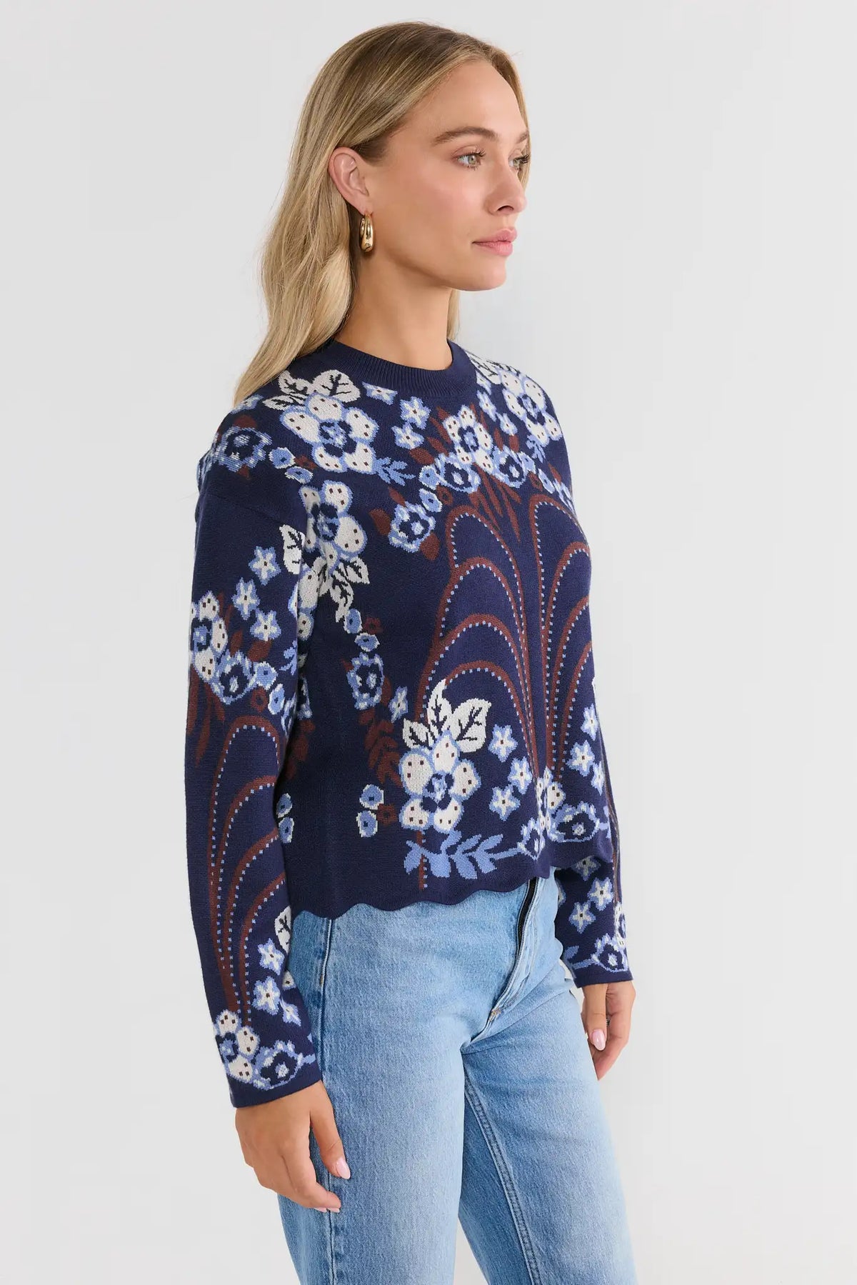 Navy Floral Sweater by THML