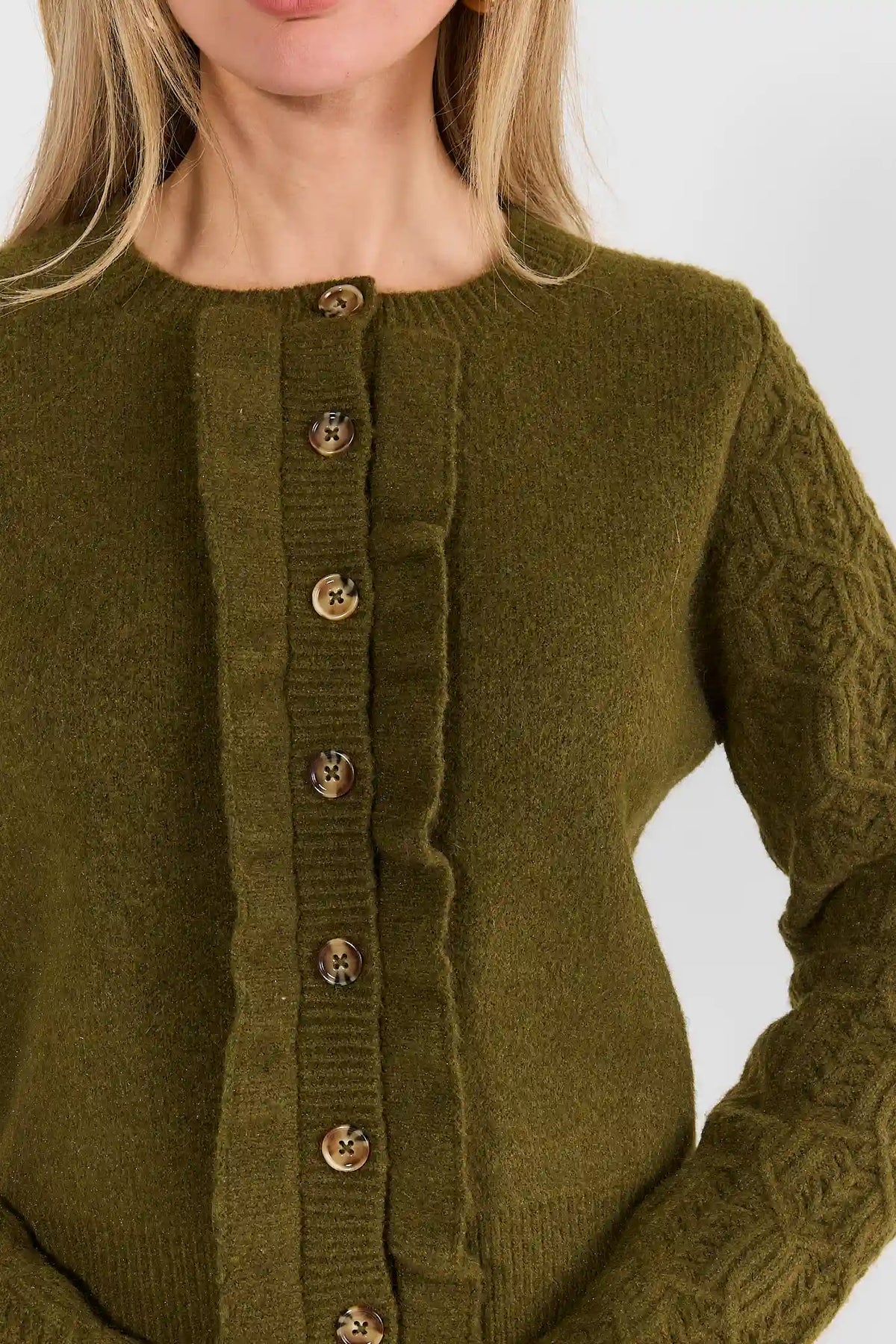 Green Ruffle Cardigan by THML