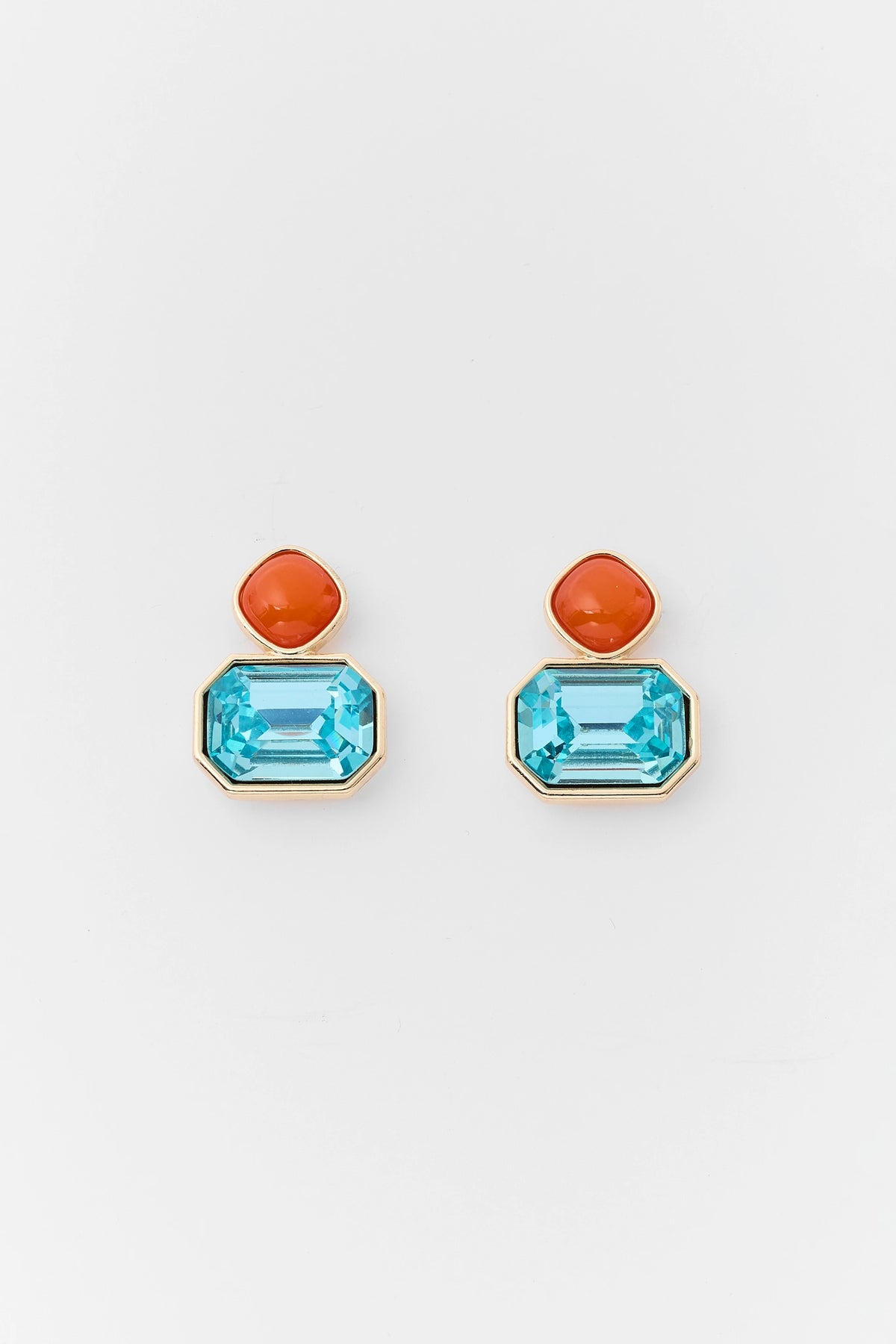 Blue Rhinestone Stacked Stud Earrings