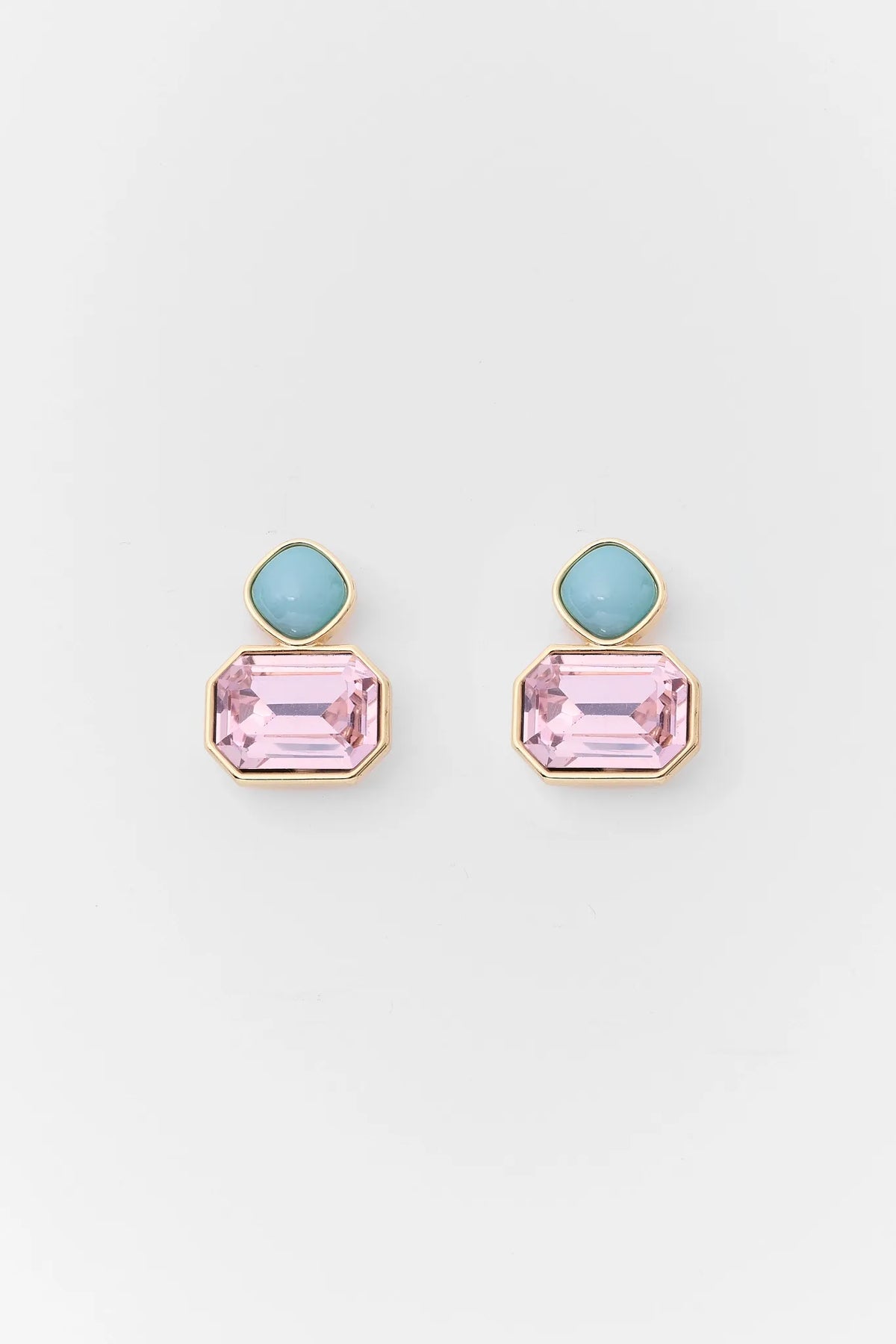 Pink Rhinestone Stacked Stud Earrings