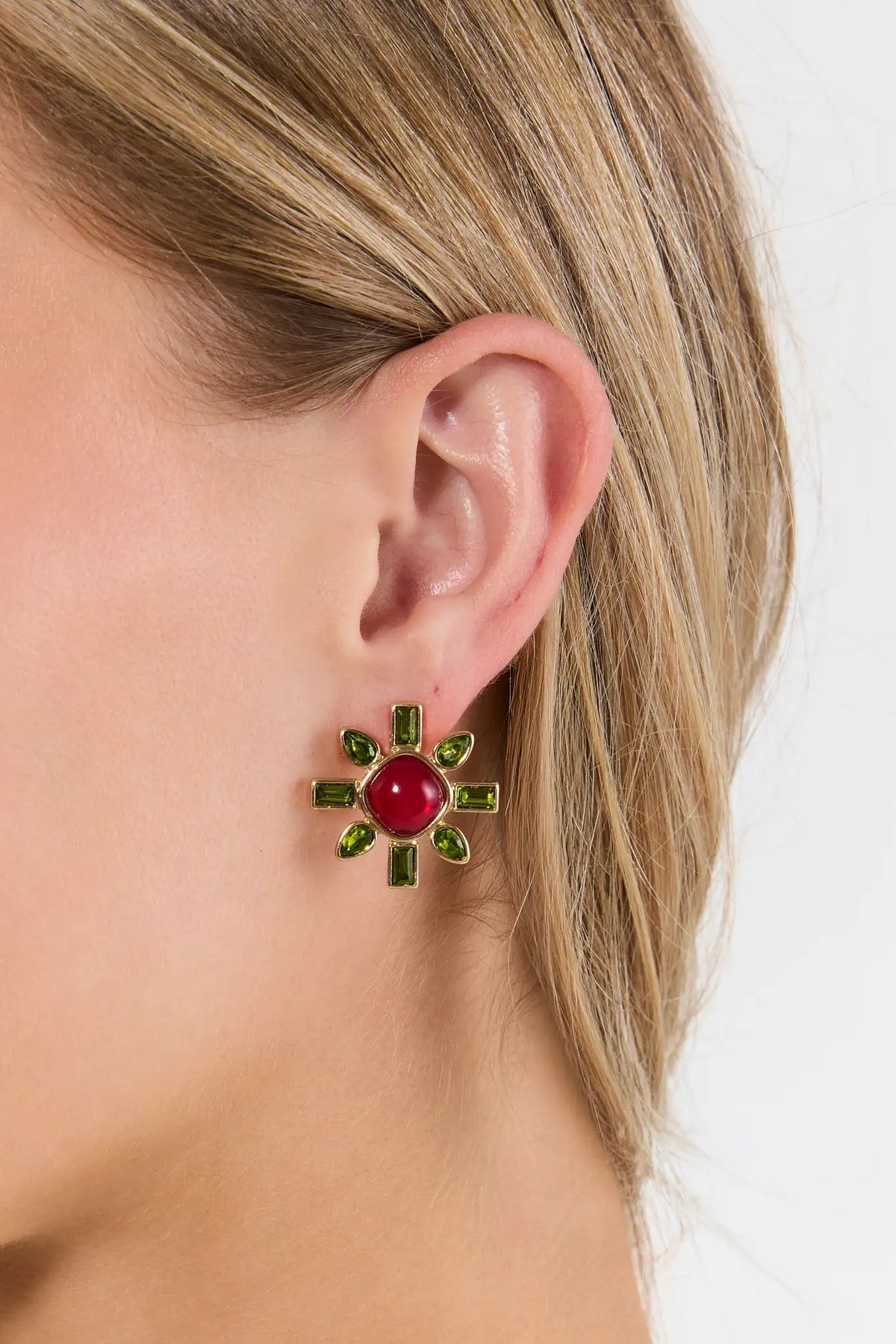 Pink Rhinestone Statement Stud Earrings