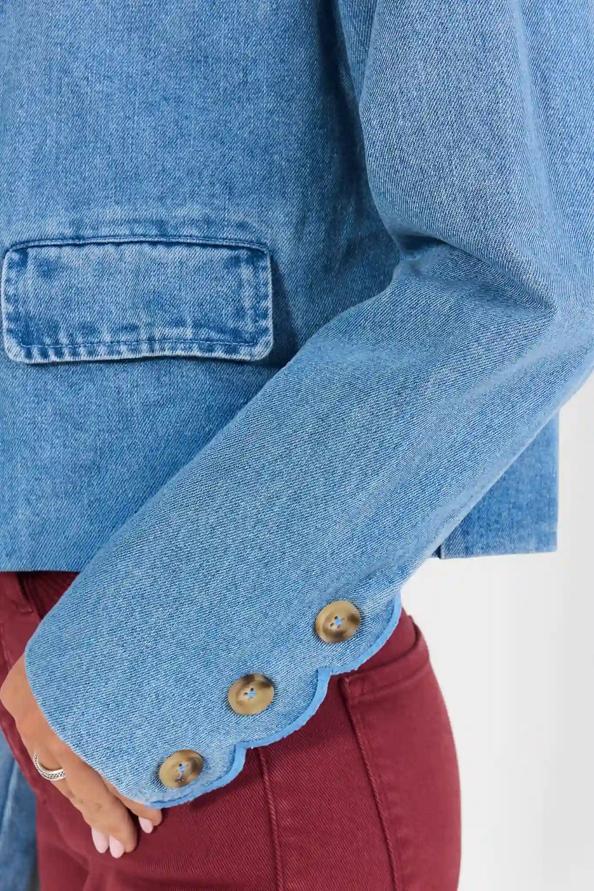 Audrey Denim Scalloped Detail Jacket