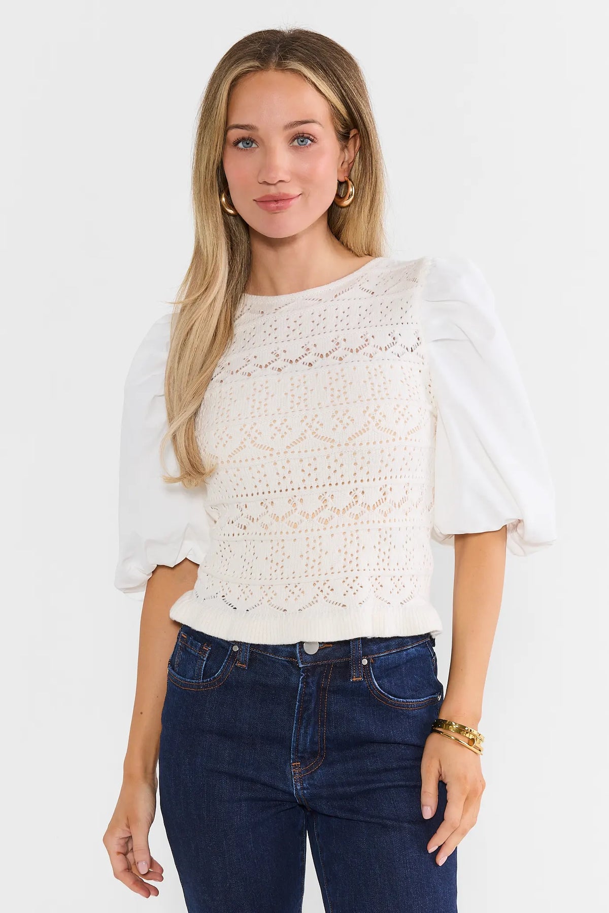 Ivory Knit Contrast Top
