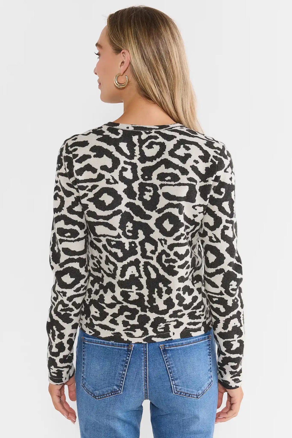 Charcoal Contrast Animal Print Cardigan