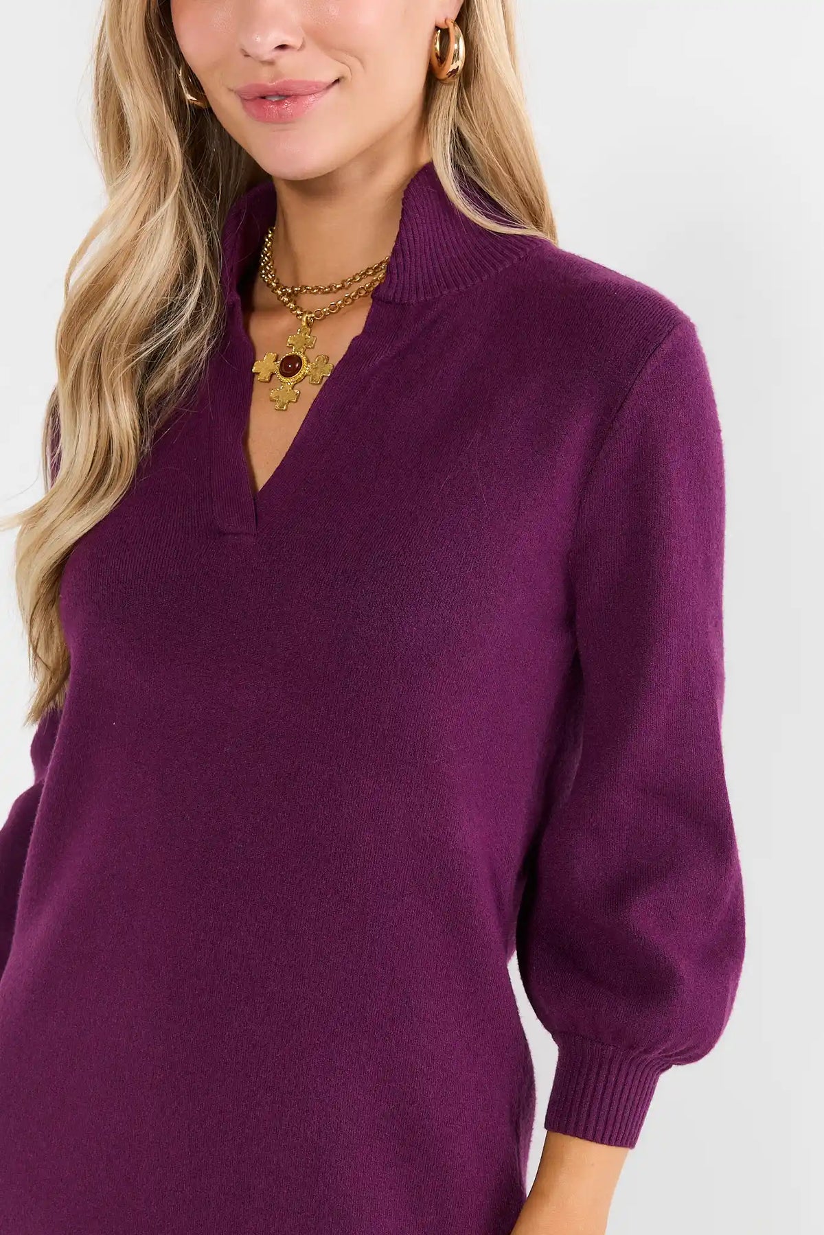 Gwyneth Eggplant Knit Short Dress
