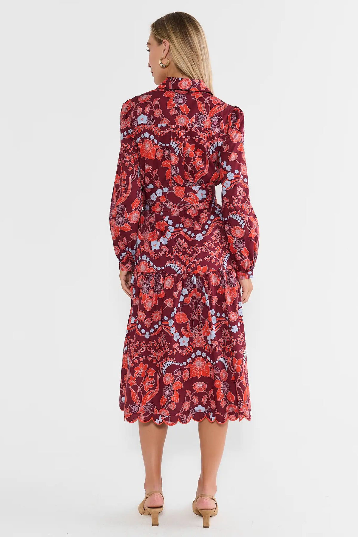 Molly Maroon Multi Print Midi Dress