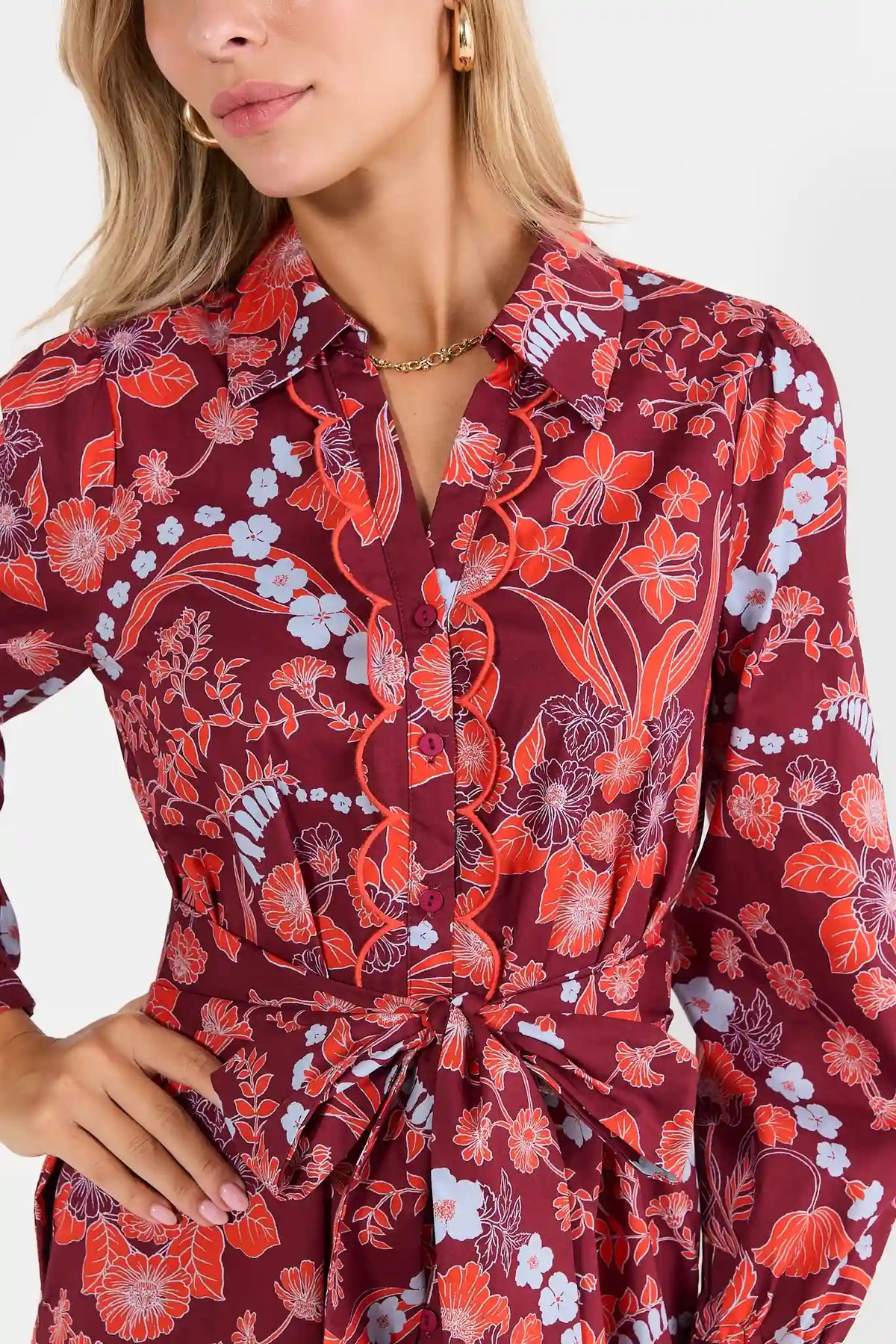 Molly Maroon Multi Print Midi Dress