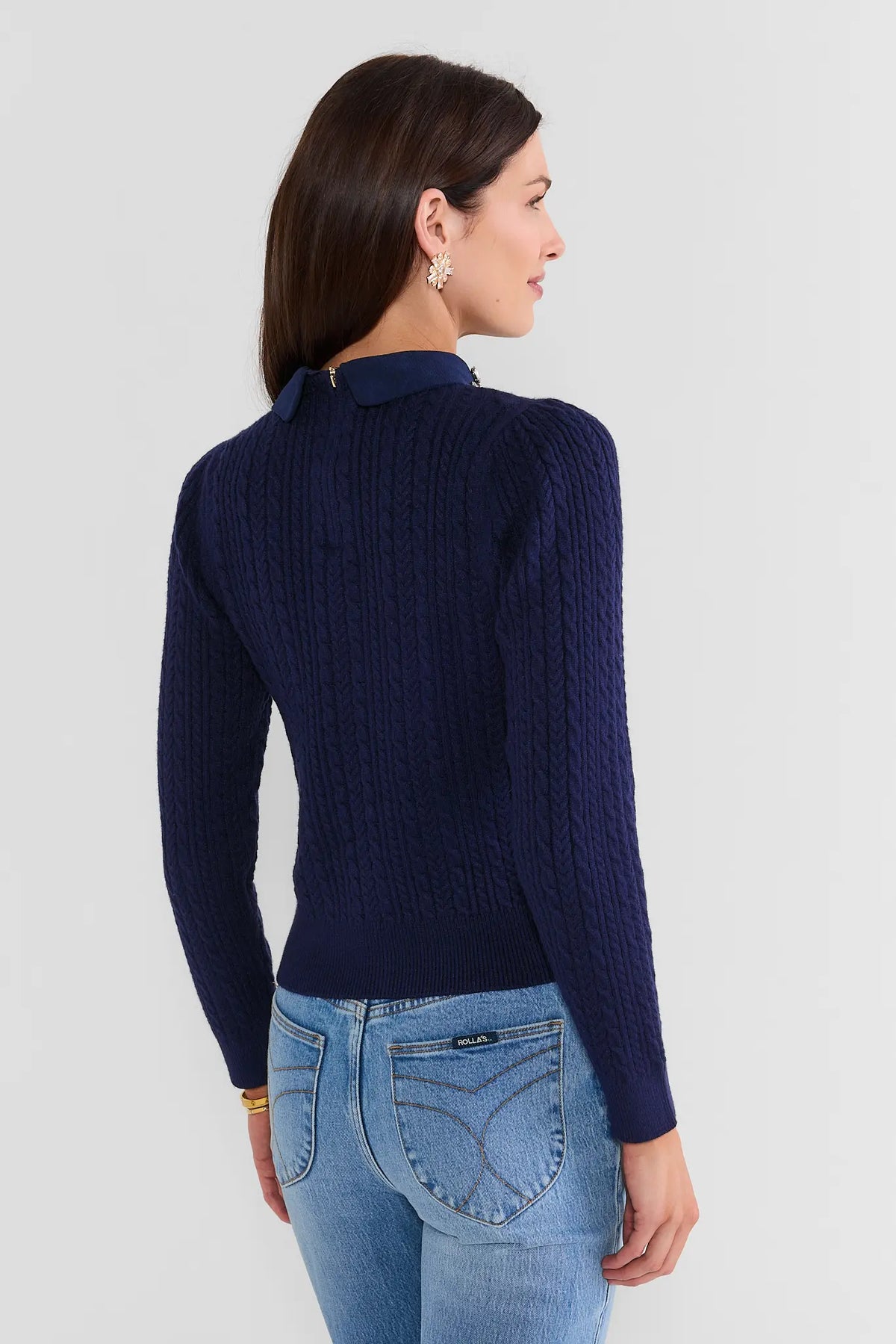 Navy Embellished Collar Sweater