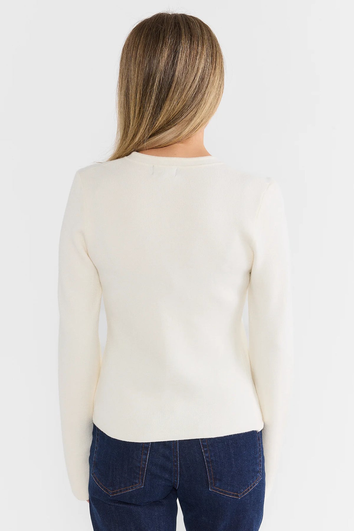 Ivory Knit Button Front Jacket