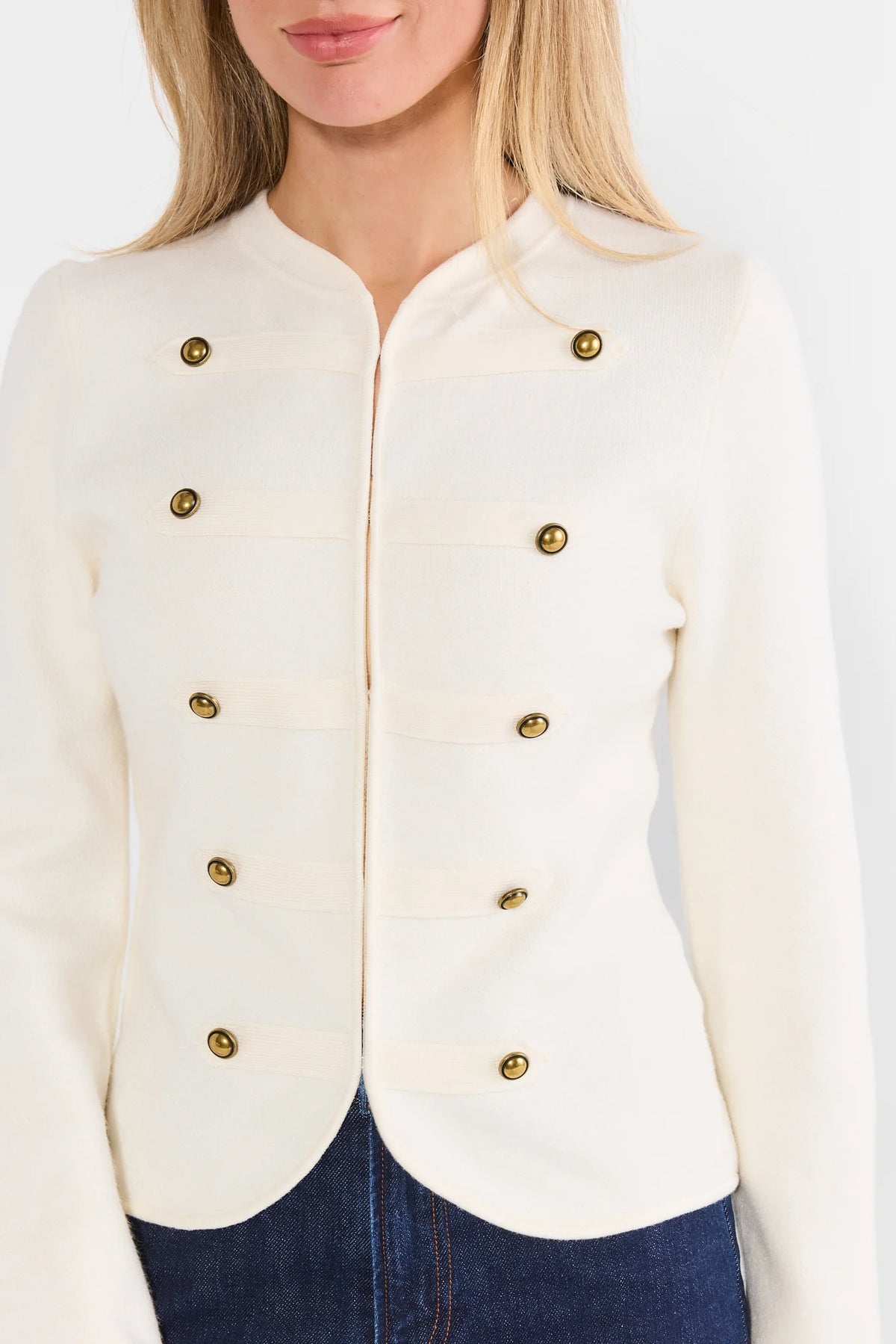 Ivory Knit Button Front Jacket