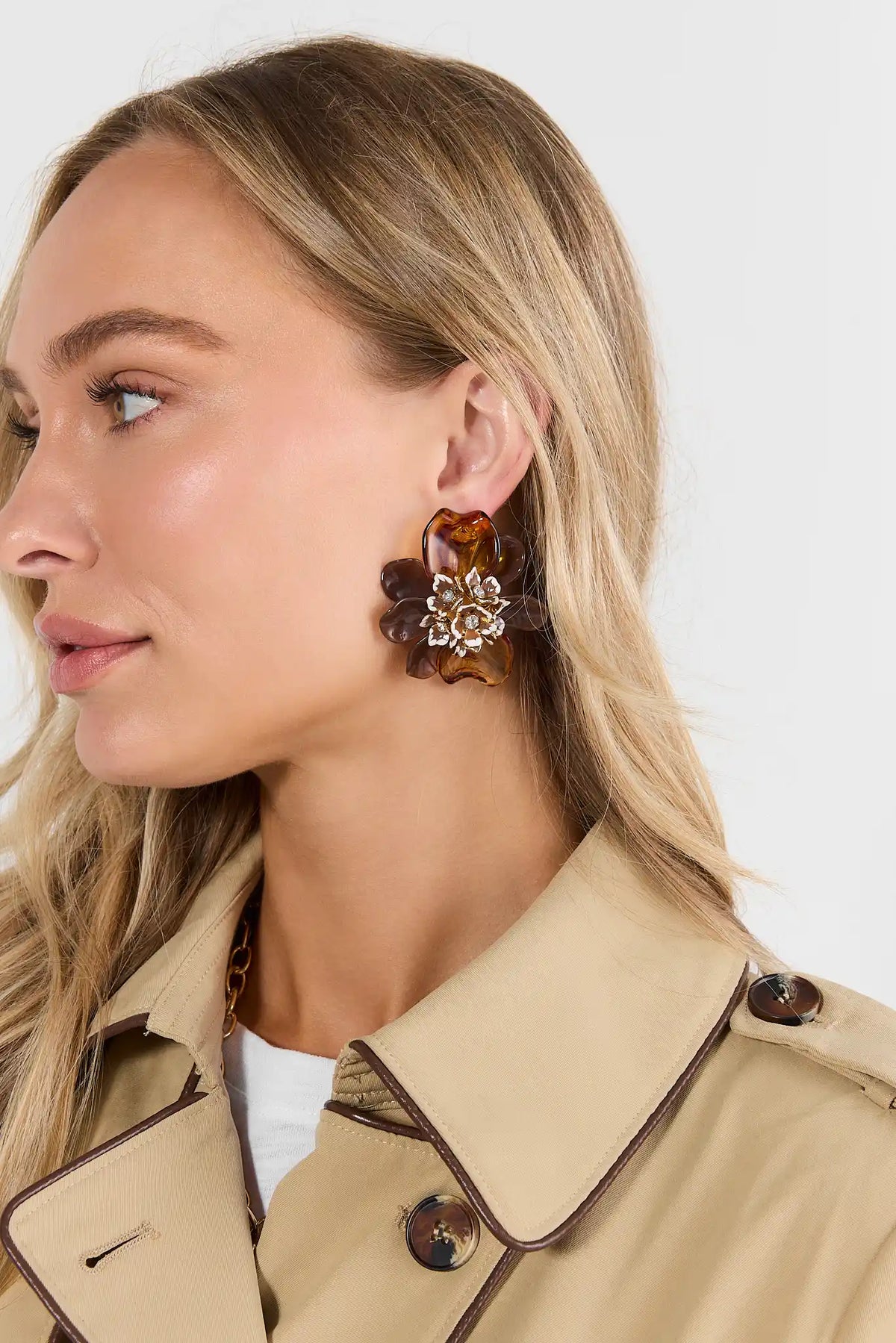 Brown Resin Oversized Flower Studs