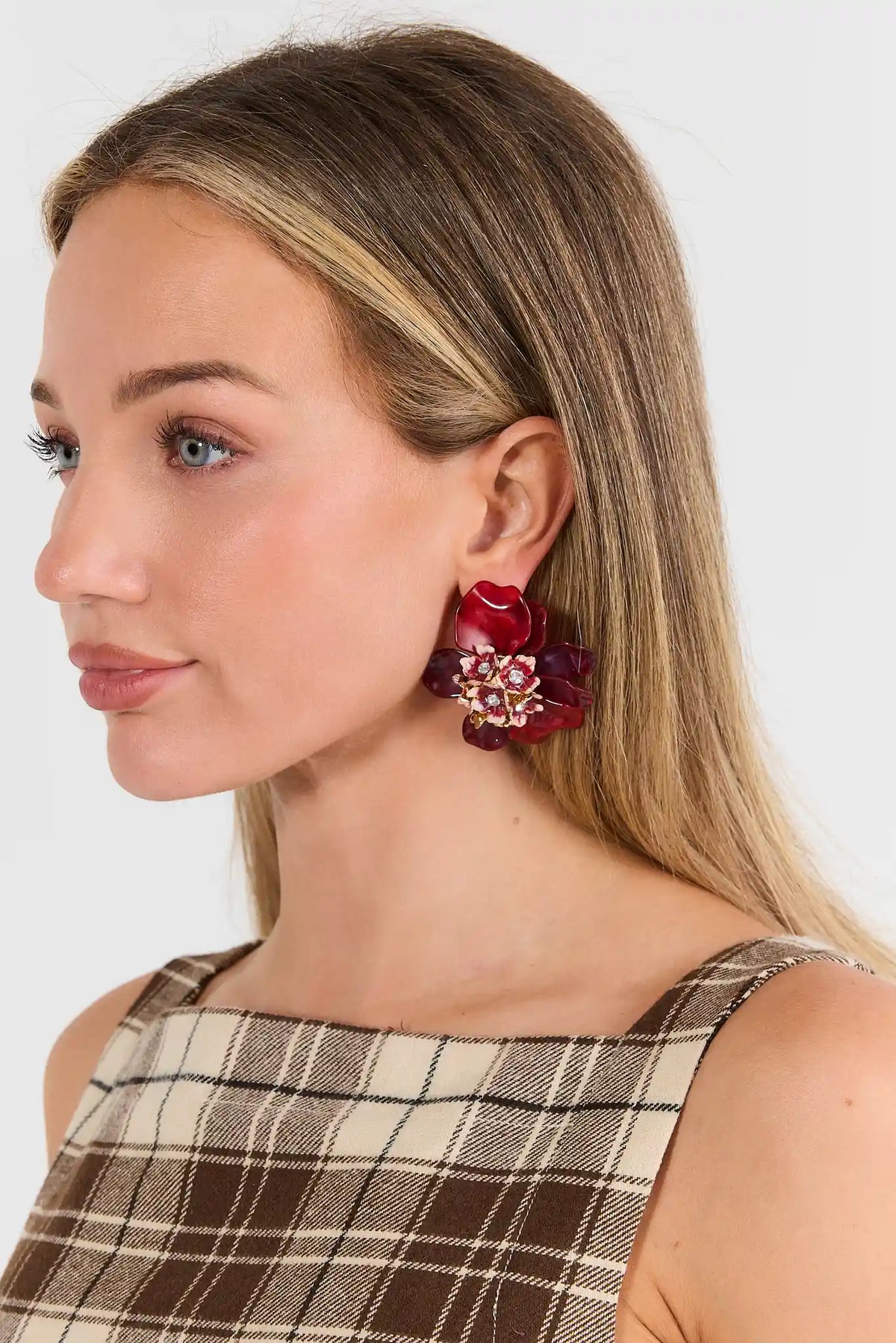 Red Resin Oversized Flower Studs