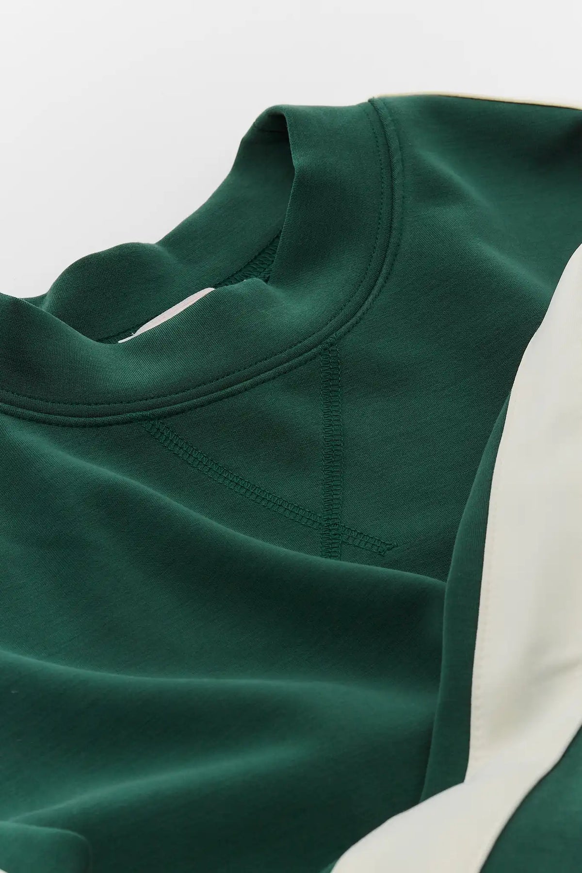 Green Relaxed Pullover Sweatshirt - Crew Neckline Flat Lay Detail | Avara