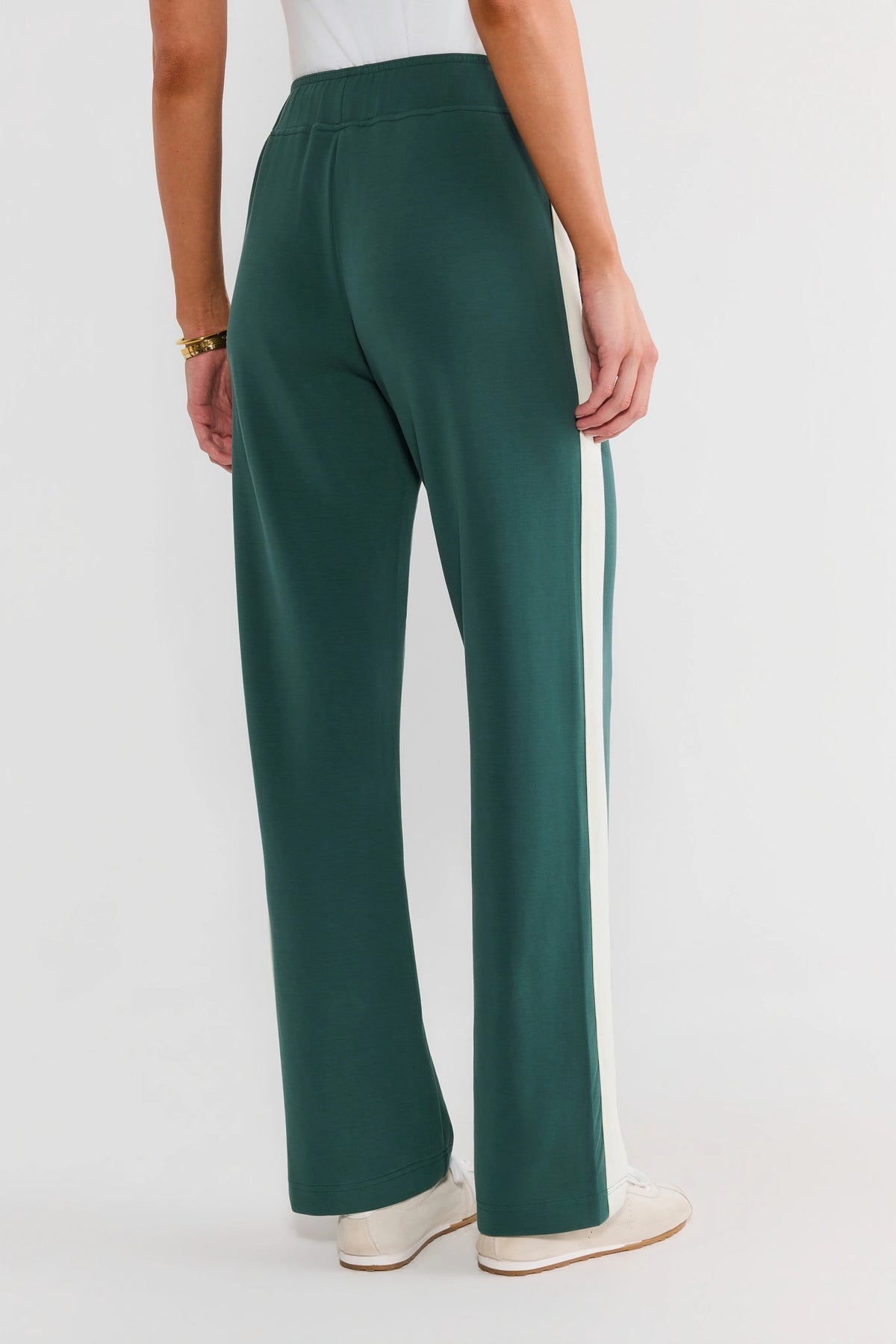 Green Stripe Detail Lounge Pants - Back View Showing Contrast Side Stripe | Avara