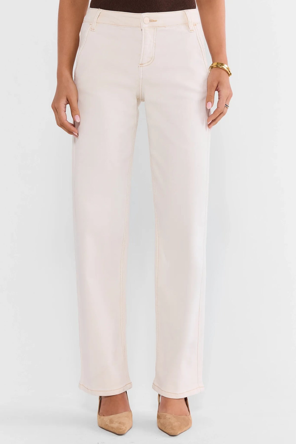 Rylee Ecru Straight Ankle Jeans