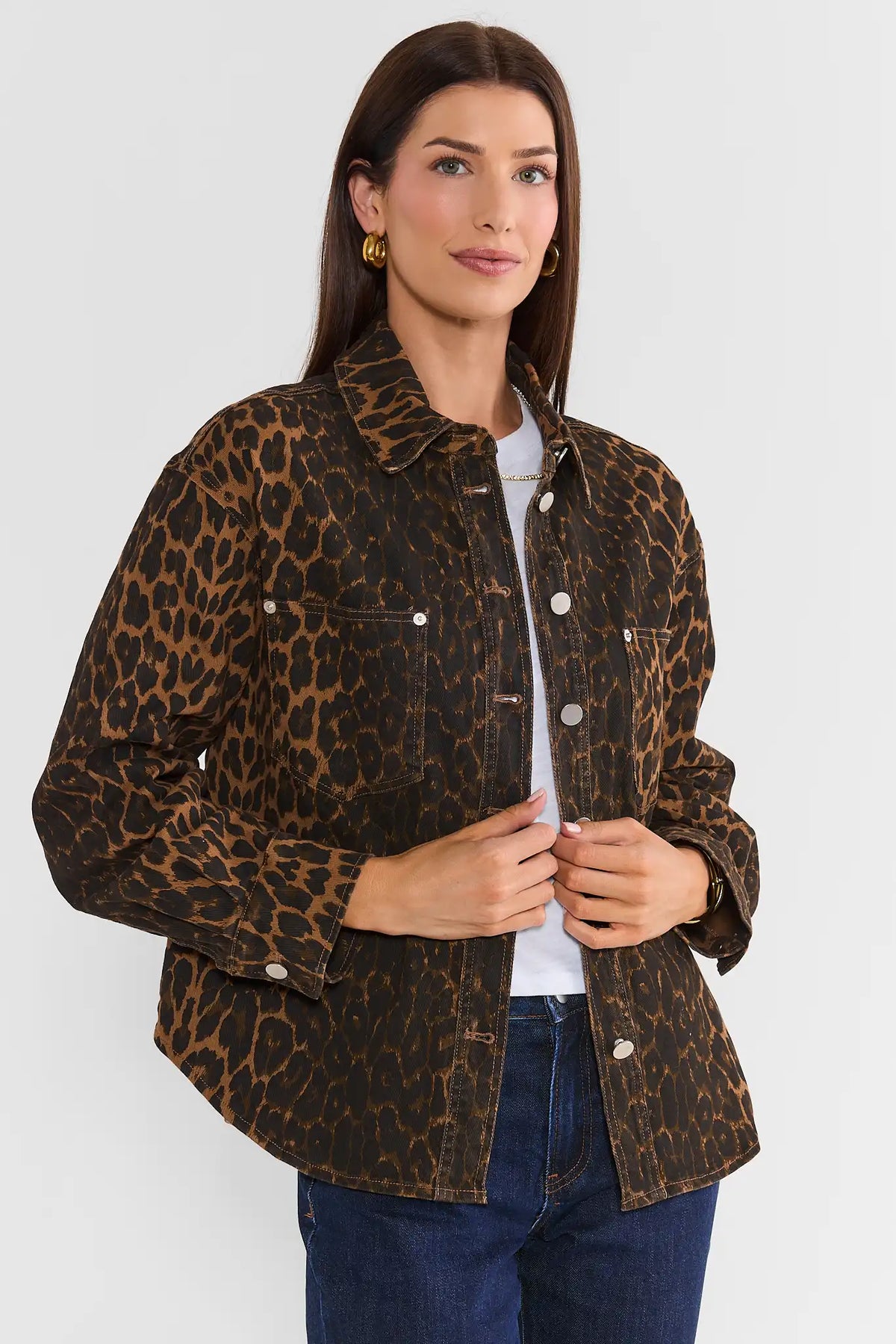 Leopard Print Denim Jacket