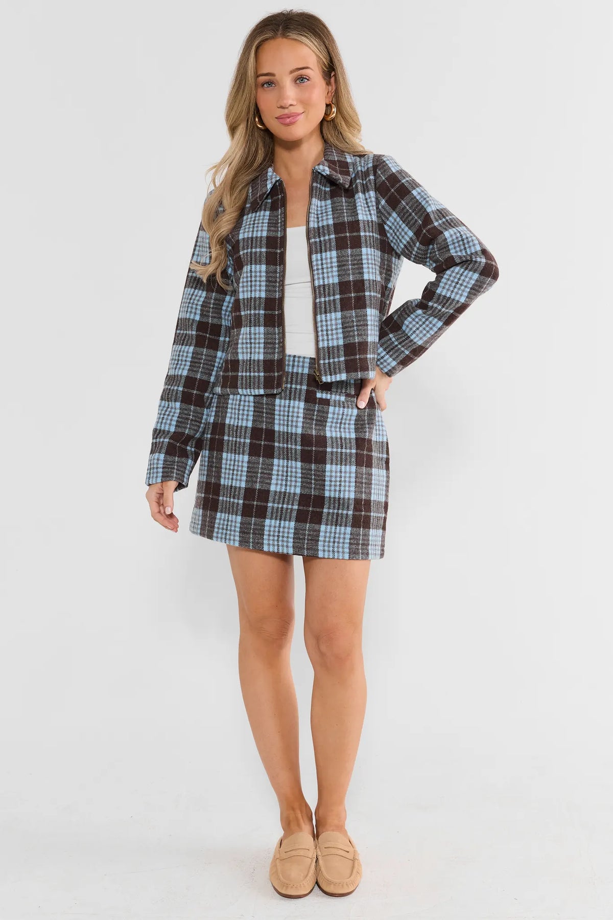 Blue Plaid Mini Skirt