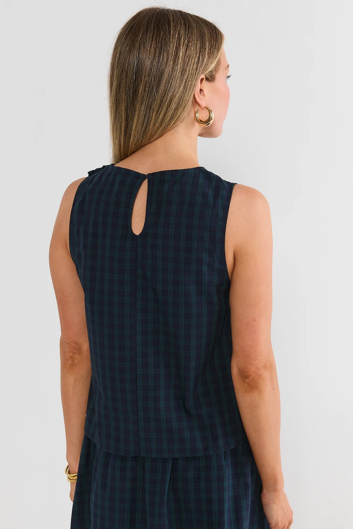 Navy Plaid Boxy Tank Top