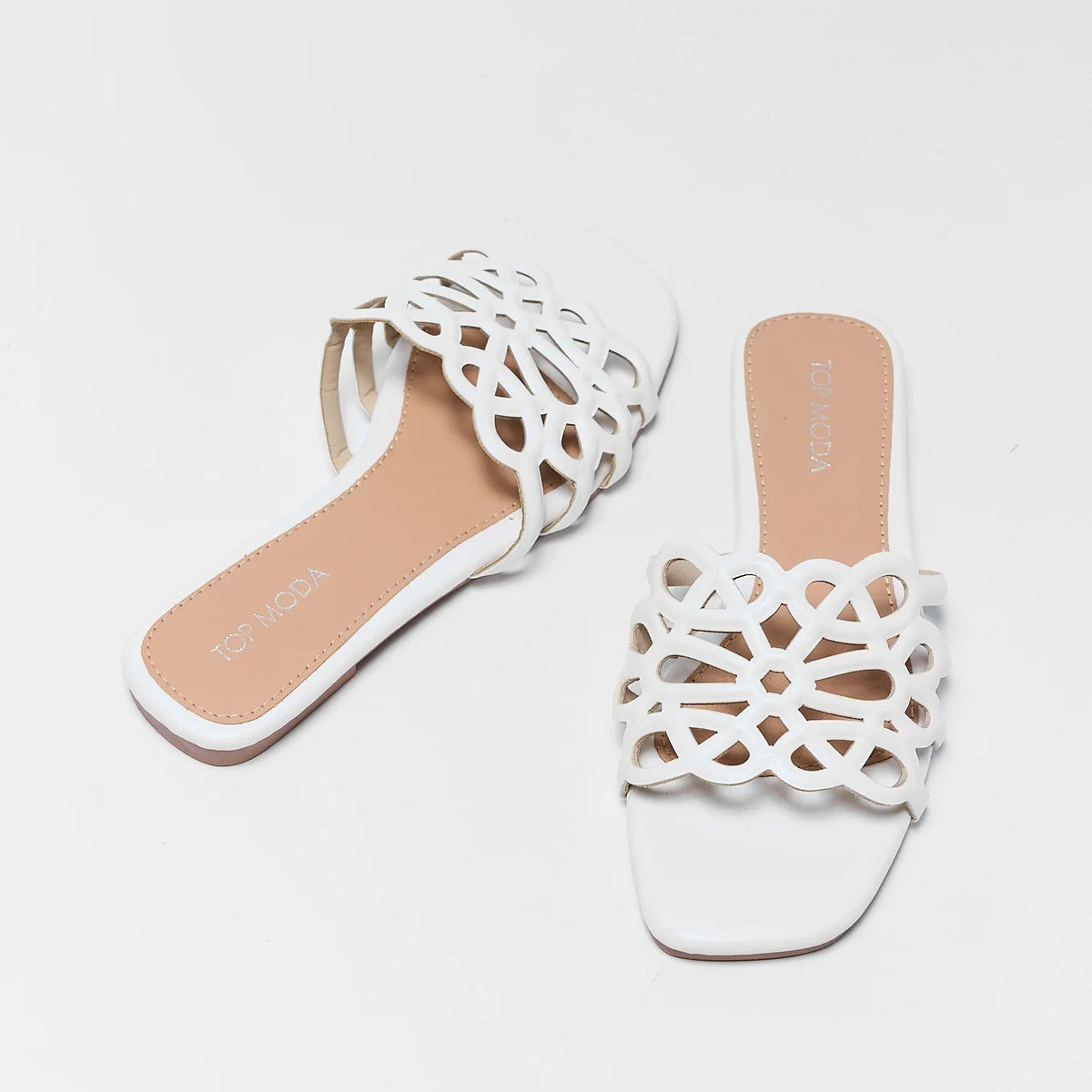 Mindy White Cutout Floral Sandal | Avara