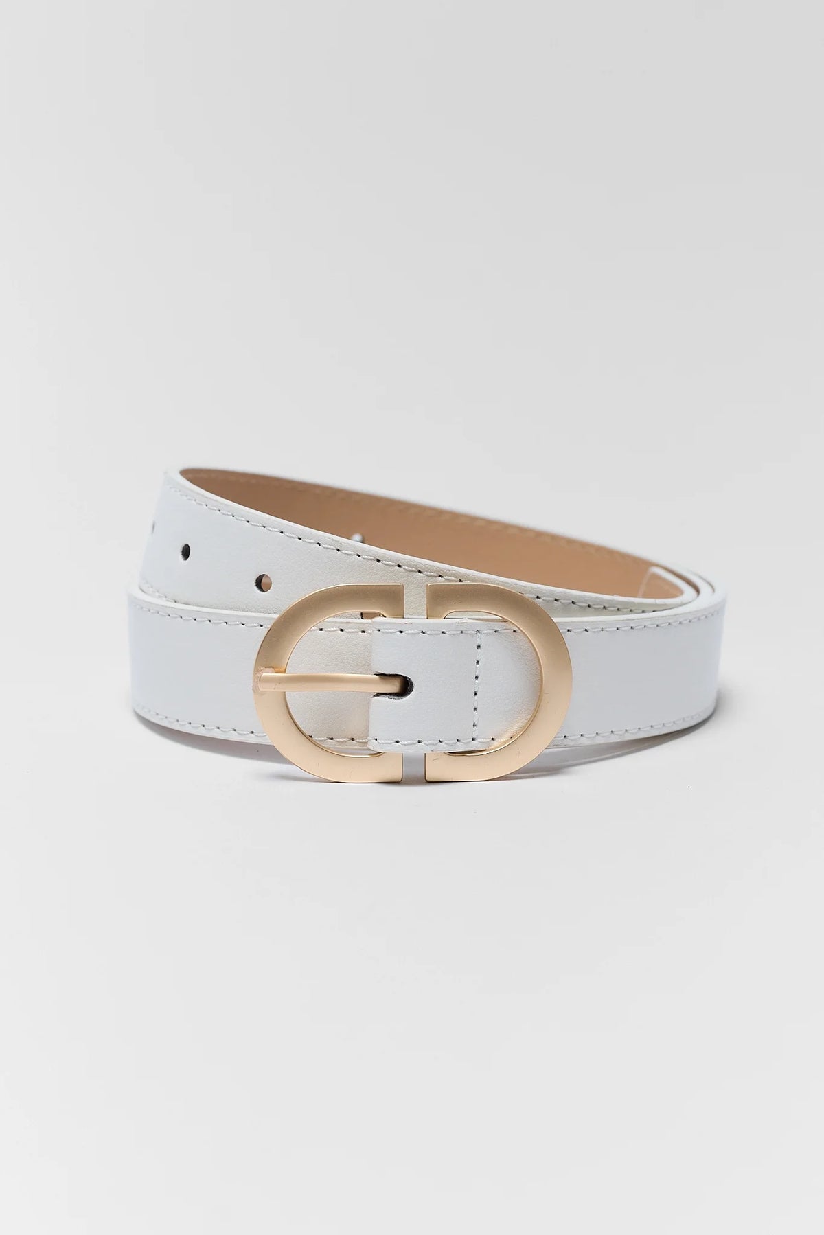 White Faux Leather Belt | Women's Clothing