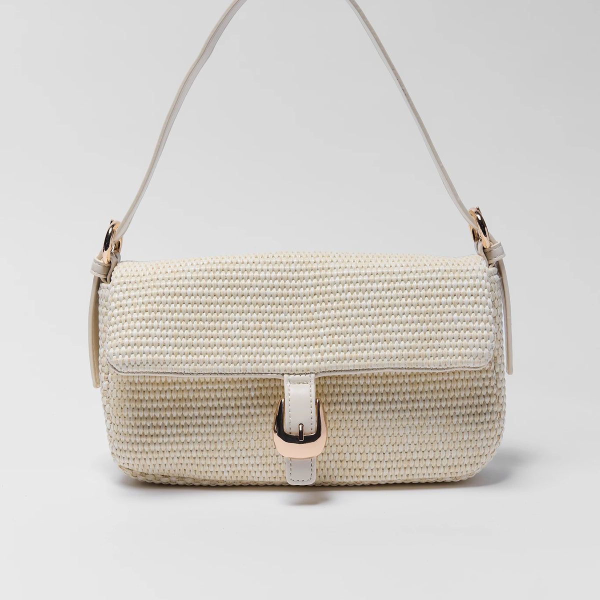 White Raffia Buckle Bag | Avara