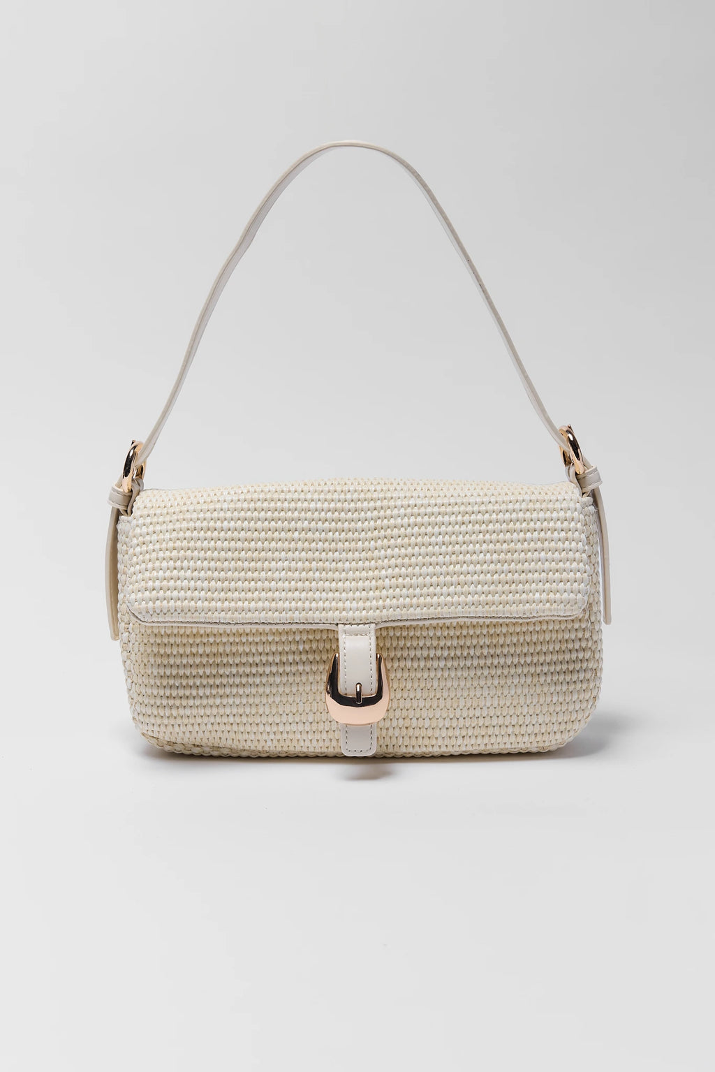 White Raffia Buckle Bag | Avara
