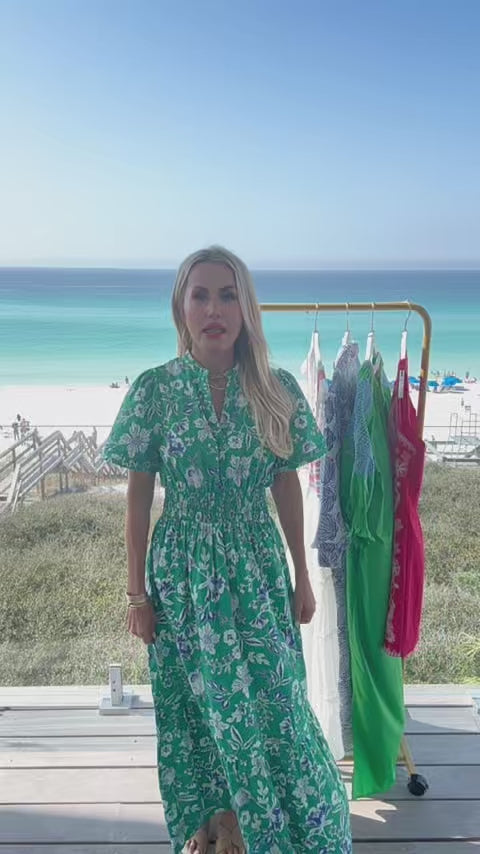 Isabella Green Floral Maxi Dress | Avara