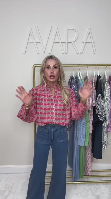 Trudy Pink Floral Button Up Top | Avara