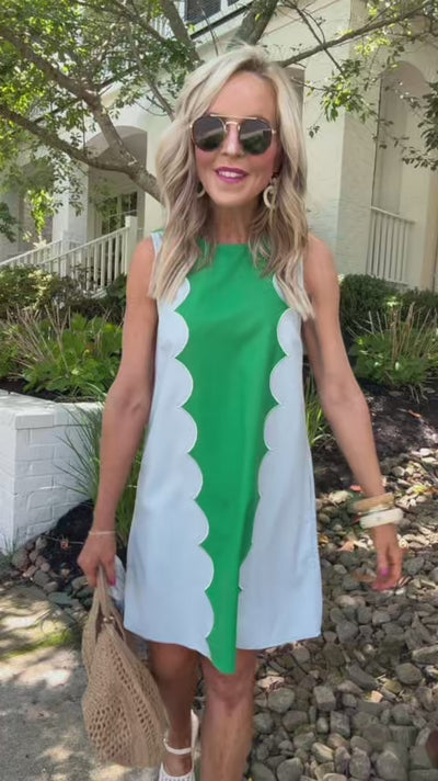 woman wearing caroline dress outdoors